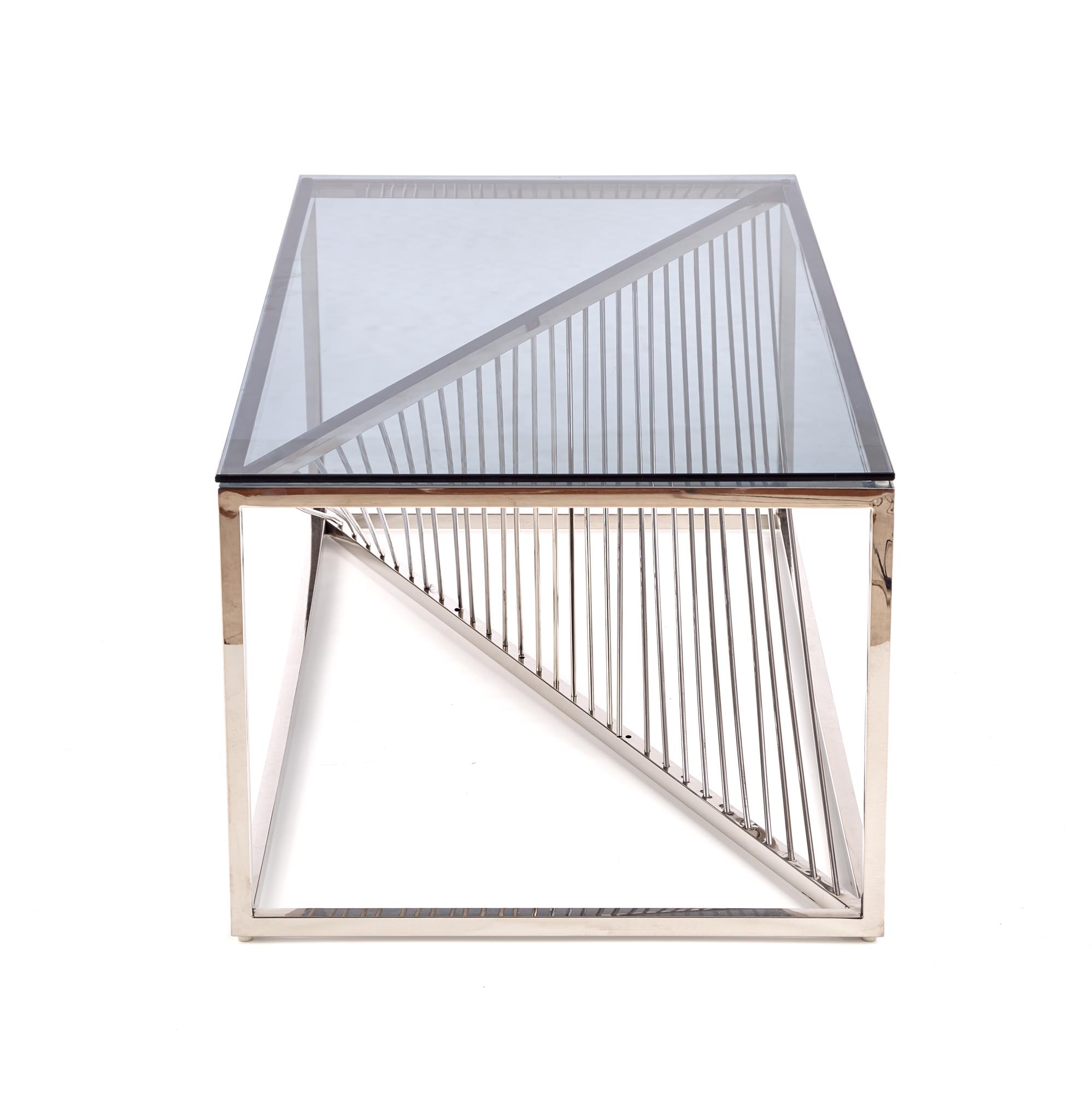 INFINITY konferenčný stolík, konštrukcia - strieborná, sklo - dymové