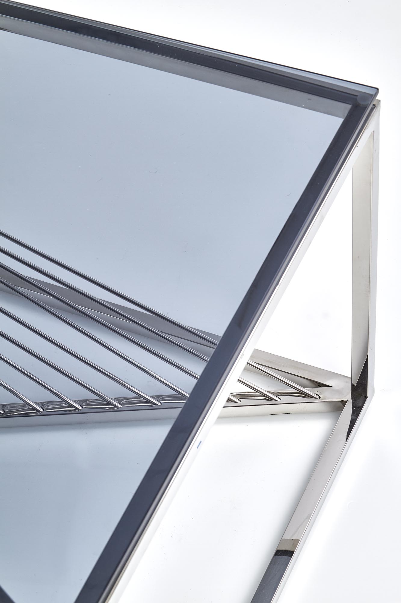 INFINITY konferenčný stolík, konštrukcia - strieborná, sklo - dymové