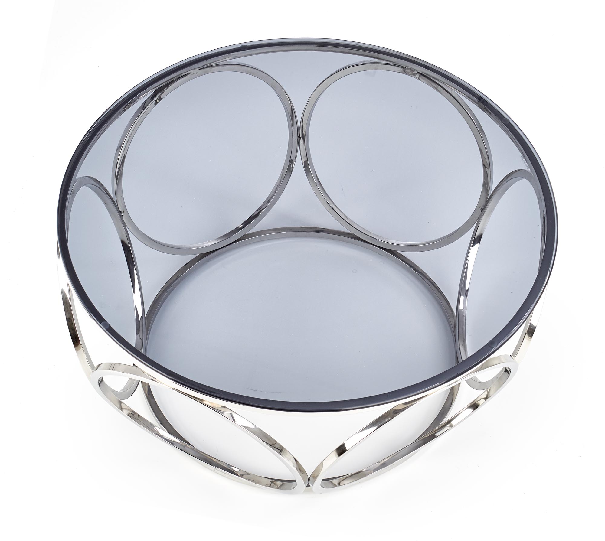 VENUS konferenčný stolík, konštrukcia - strieborná, sklo - dymové