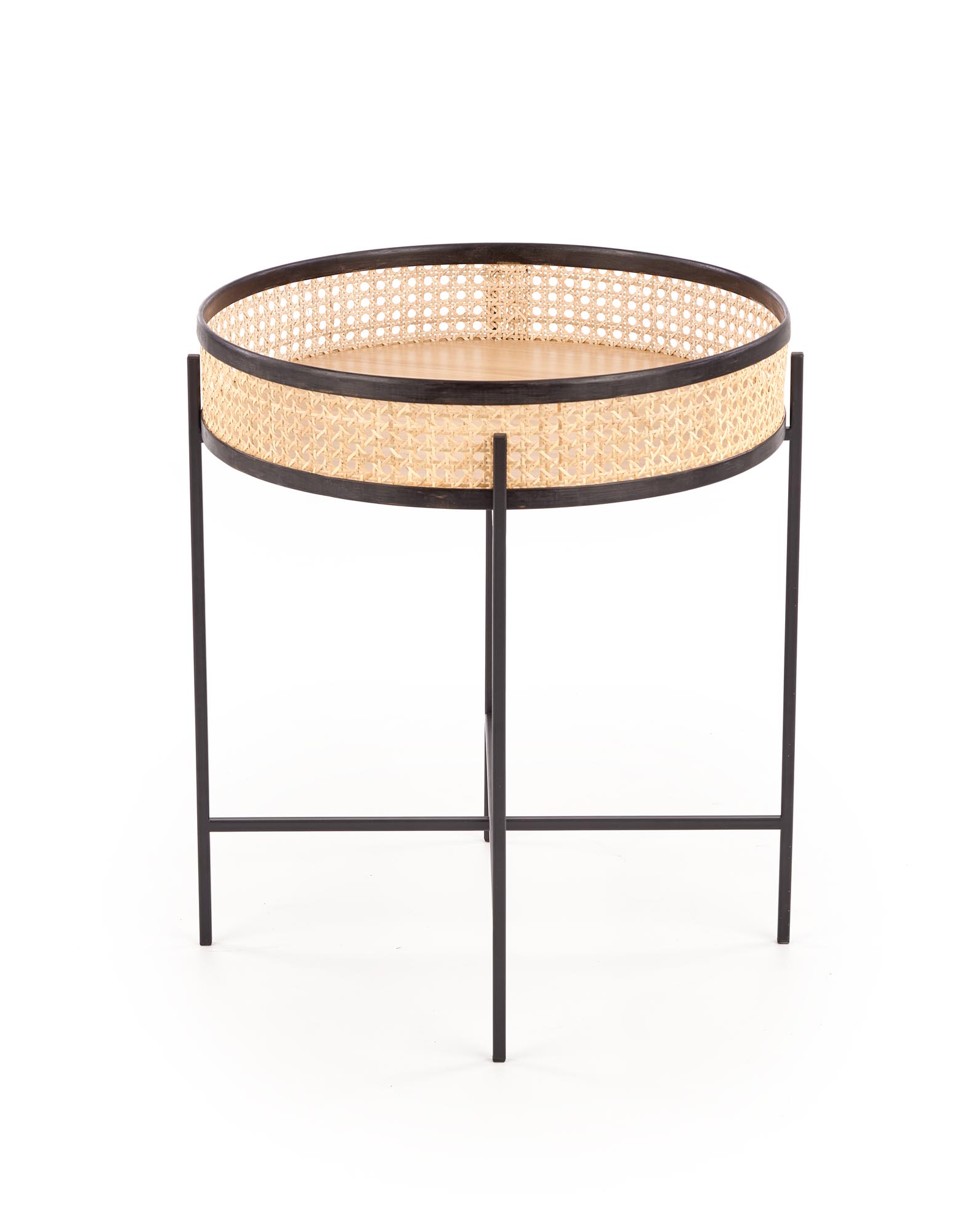 LANIPA konferenčný stôl čierna / rattan prírodná