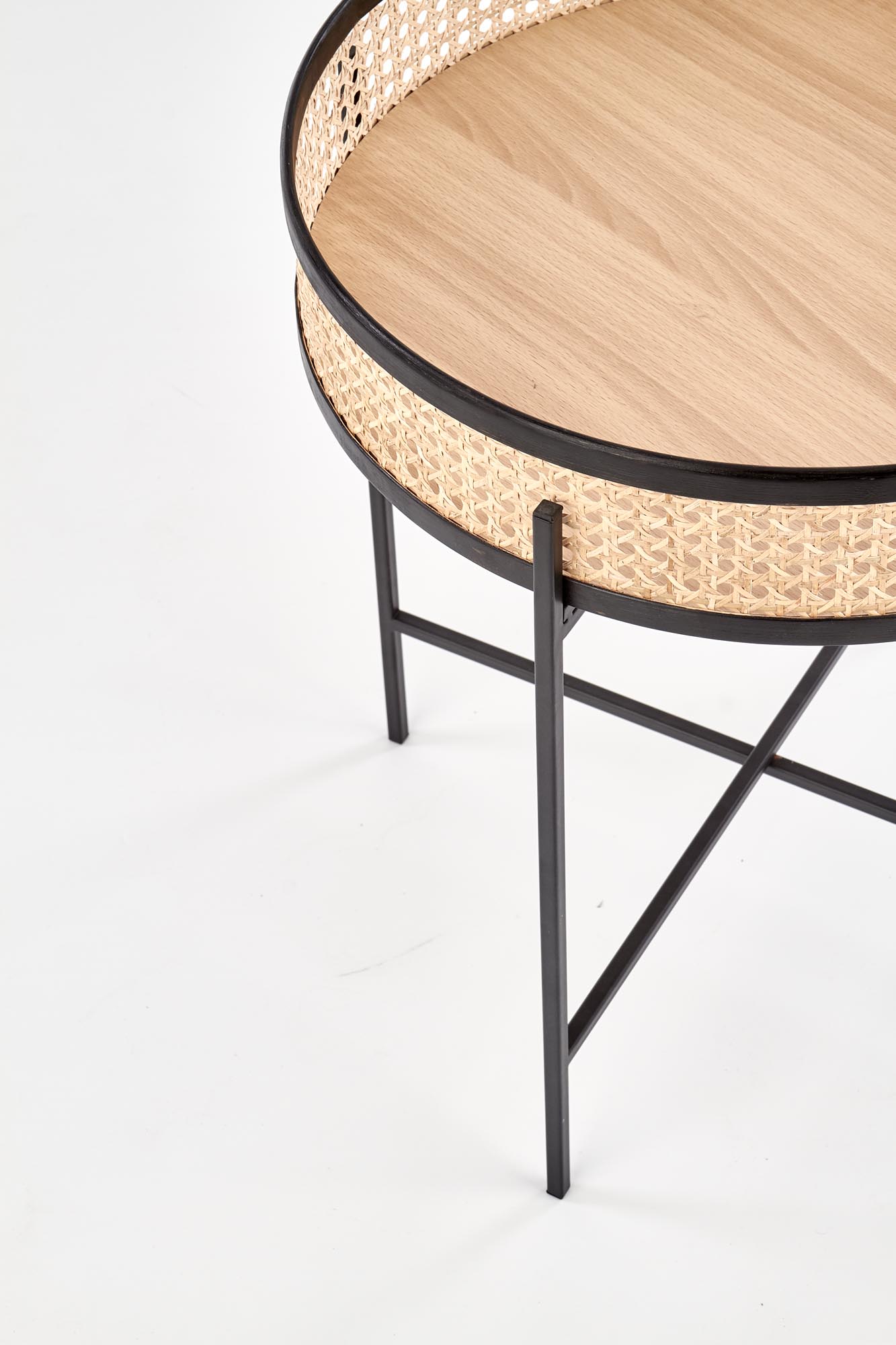 LANIPA konferenčný stôl čierna / rattan prírodná