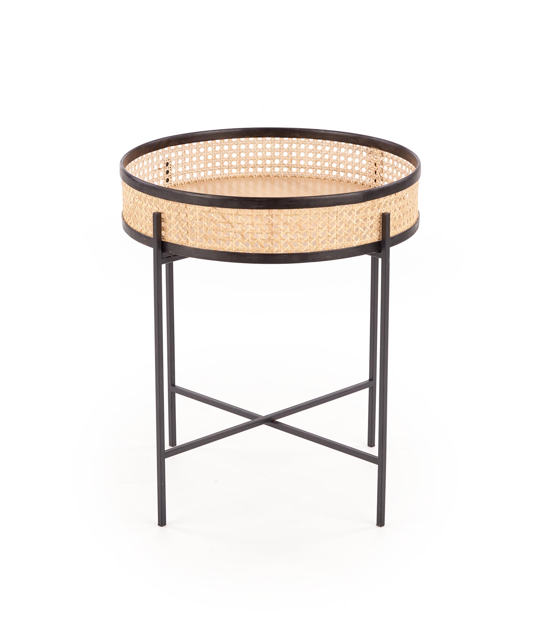 LANIPA konferenčný stôl čierna / rattan prírodná