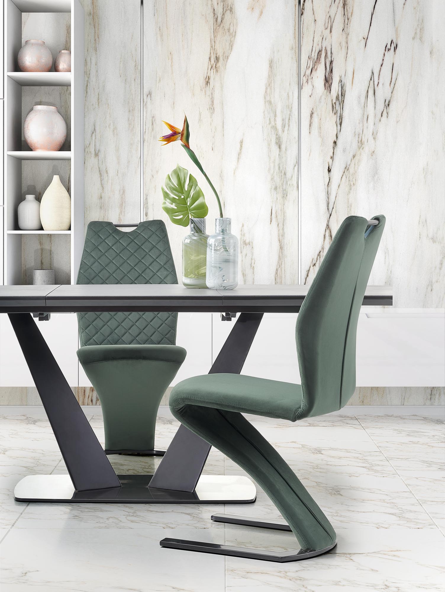 FANGOR rozkladací stôl, doska - tmavo šedá, podstavec - čierny