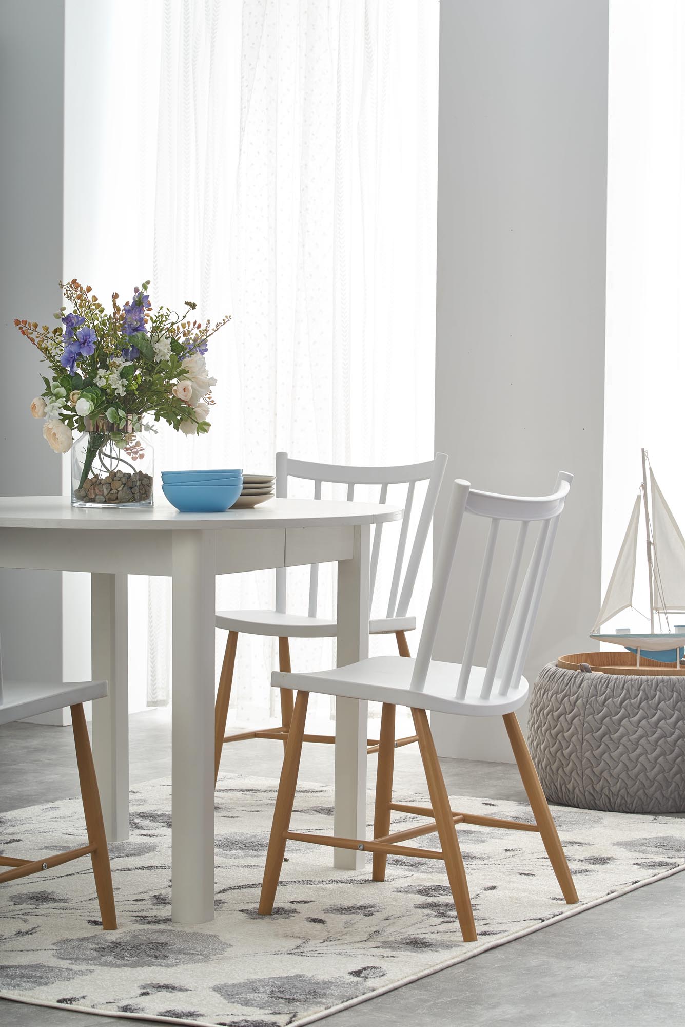 RINGO stôl biely (102-142x102x76 cm) - NA SKLADE!