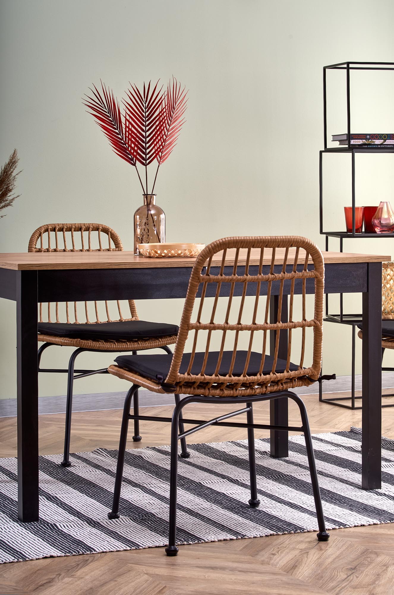 GREG rozkladací stôl dub wotan/čierny 