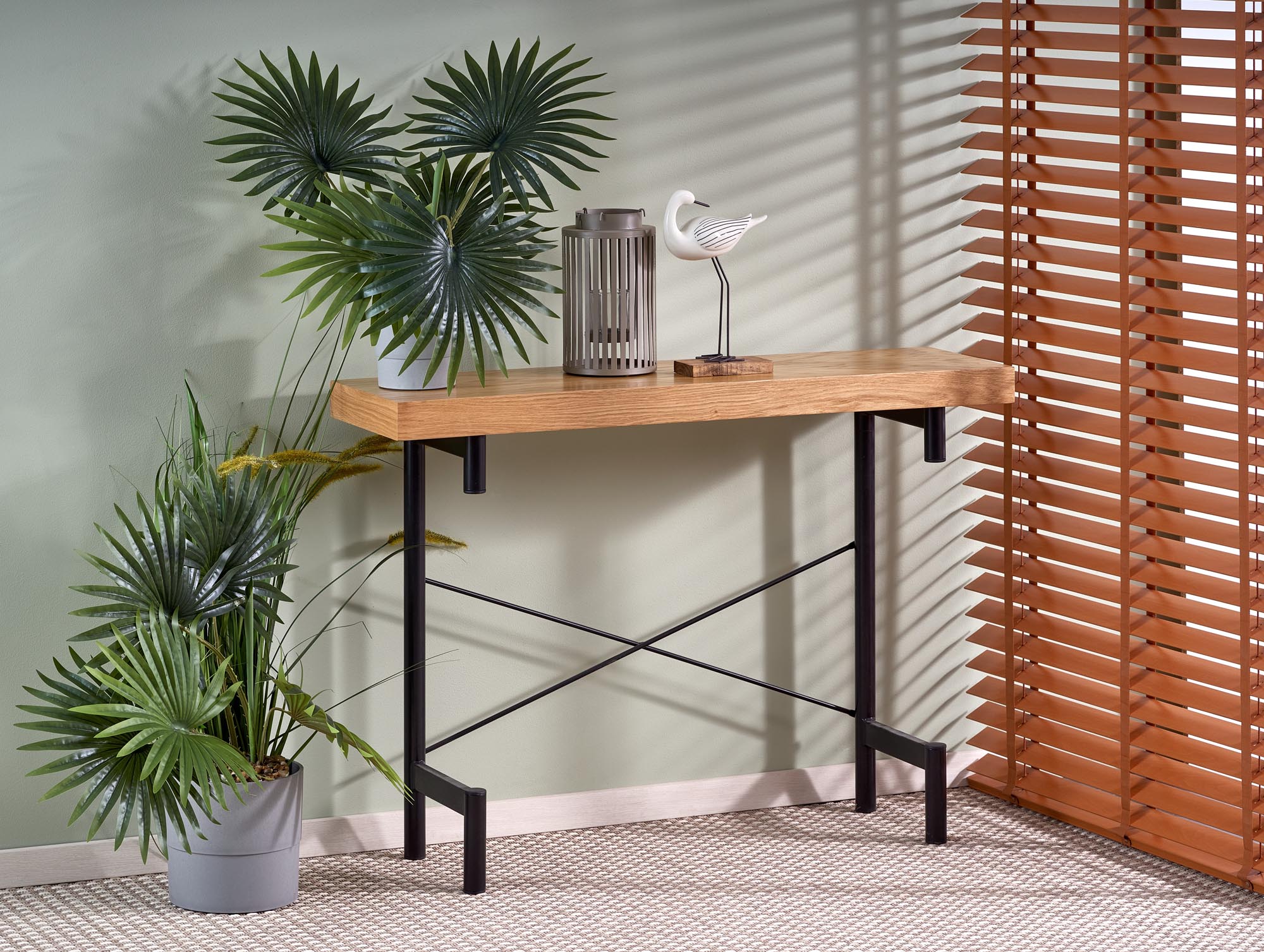 INFERNO konzolový rozkladací stolík dub prírodný - čierny