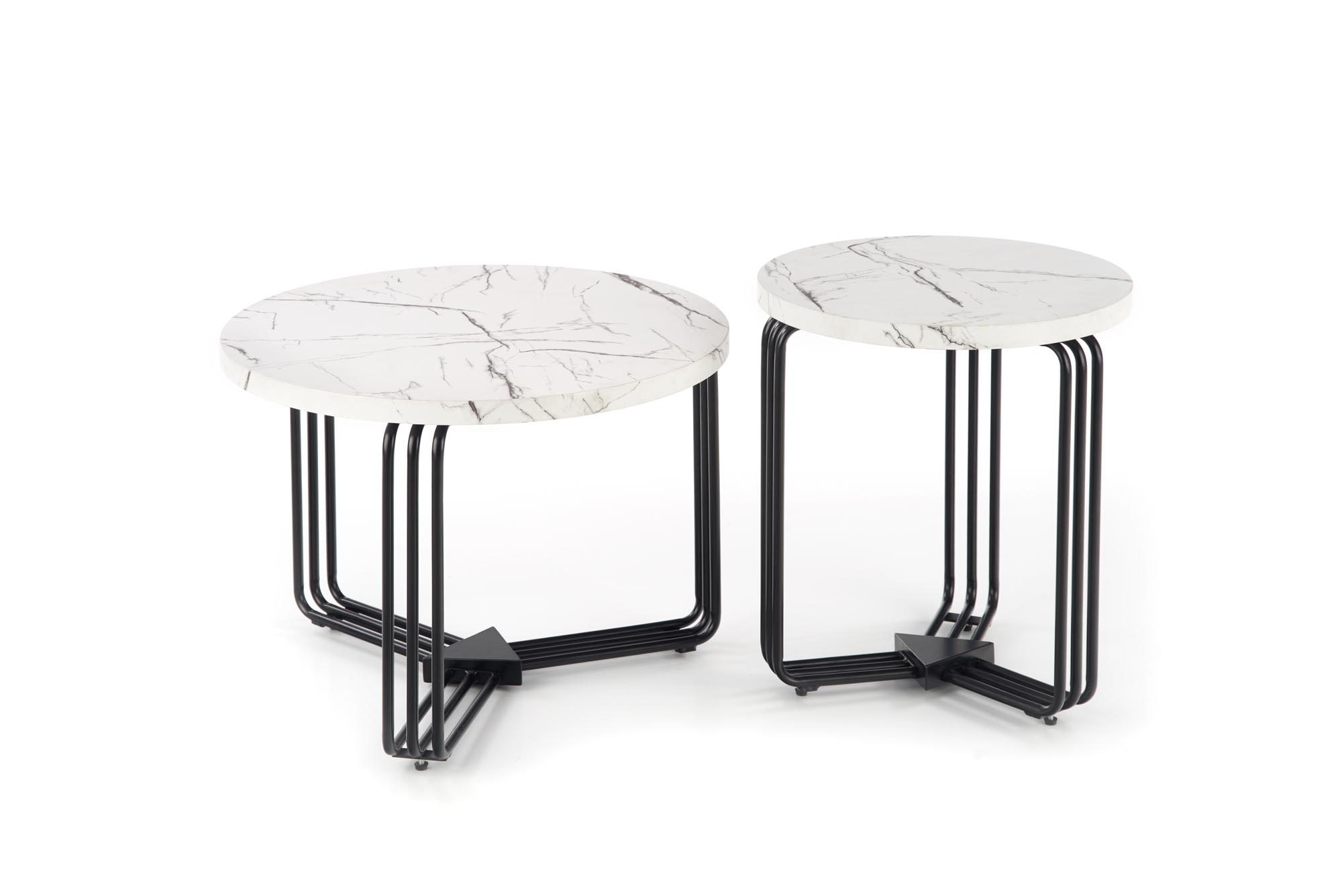 ANTICA M konferenčný stolík doska - biely mramor, konštrukcia - čierna