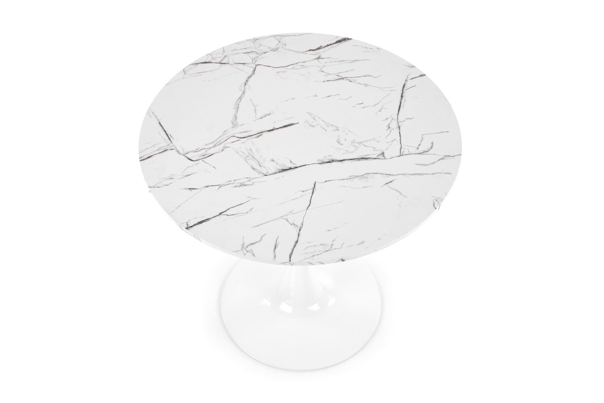 DENVER stôl, doska - biely mramor, nohy - biele