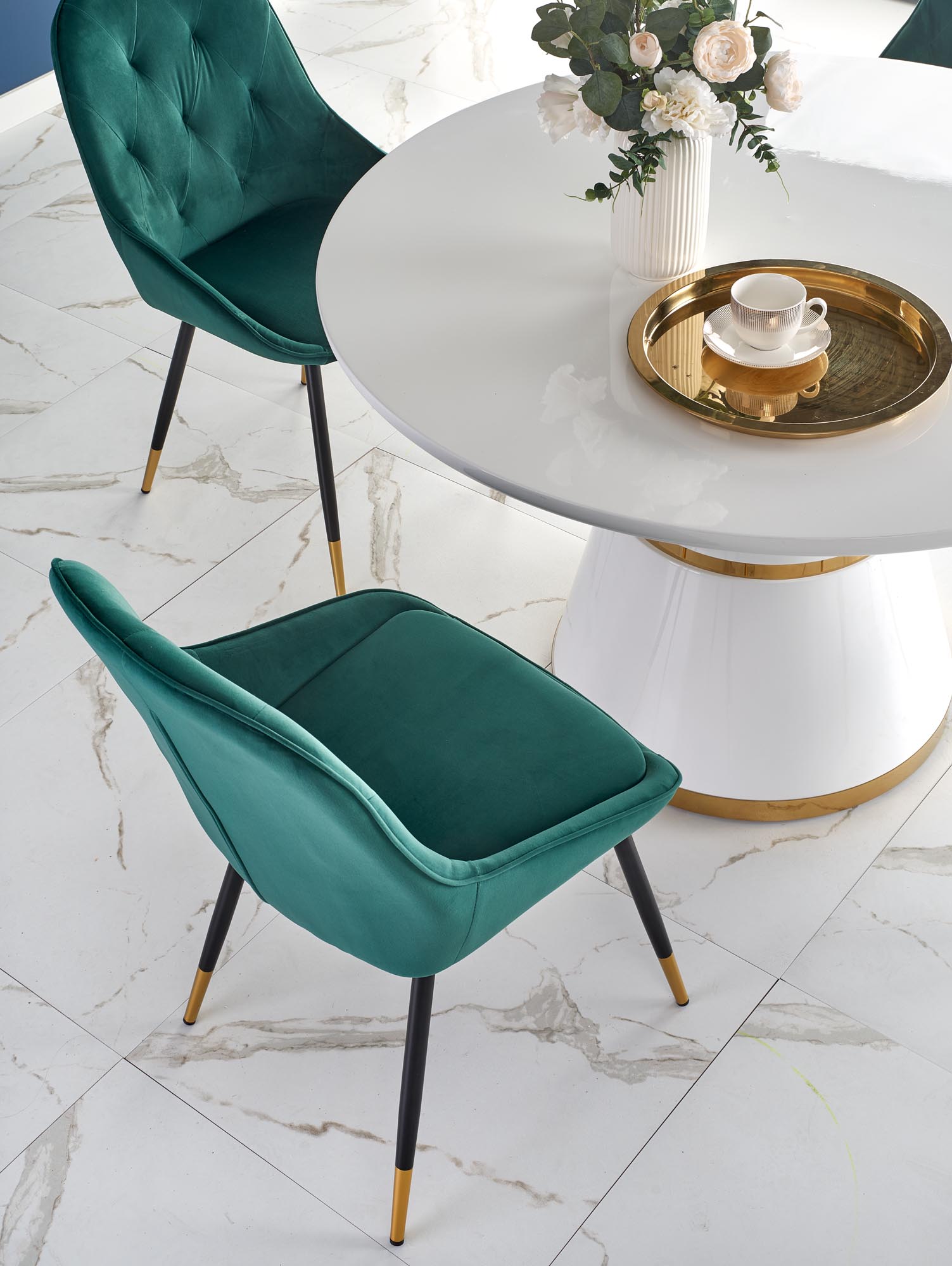 VEGAS stôl, doska - biela, nohy - biele / zlaté