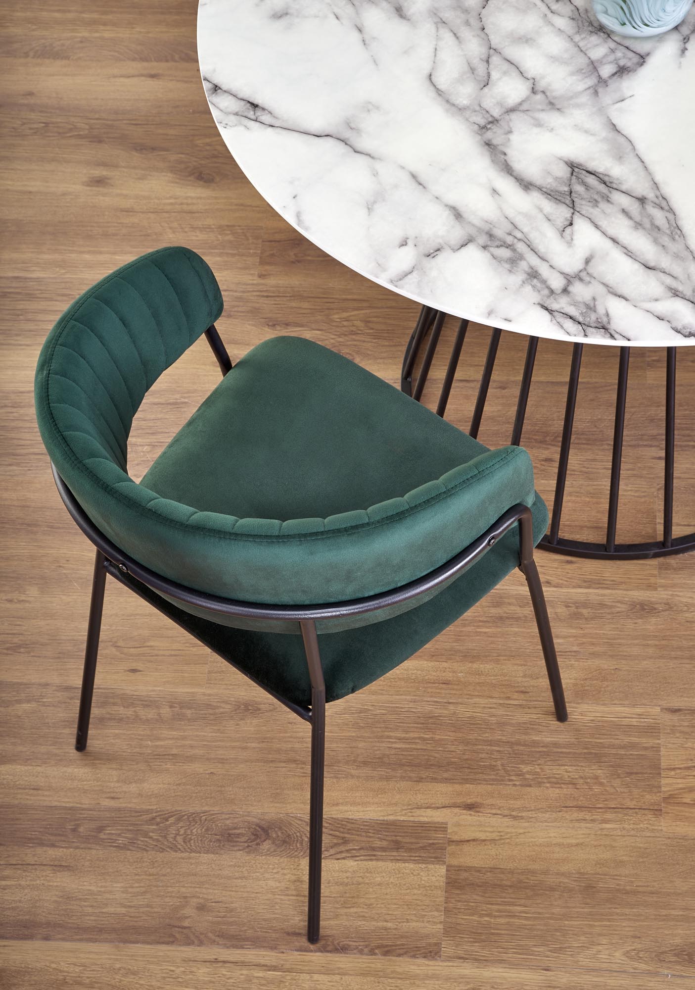 BRODWAY stôl doska - biely mramor, noha - čierna