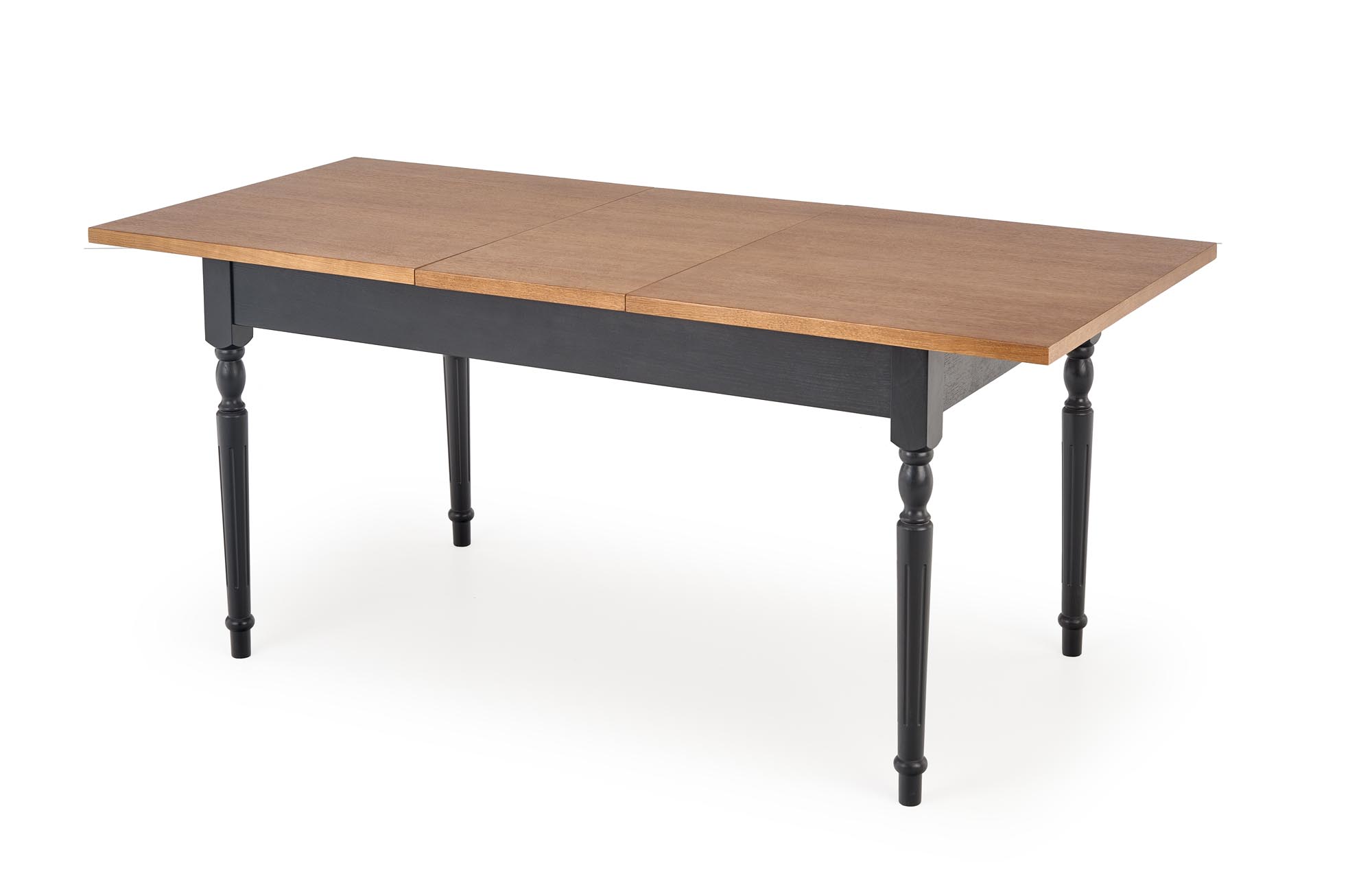 ROCOCO stôl s rozkladom doska - tmavý dub, nohy - čierne