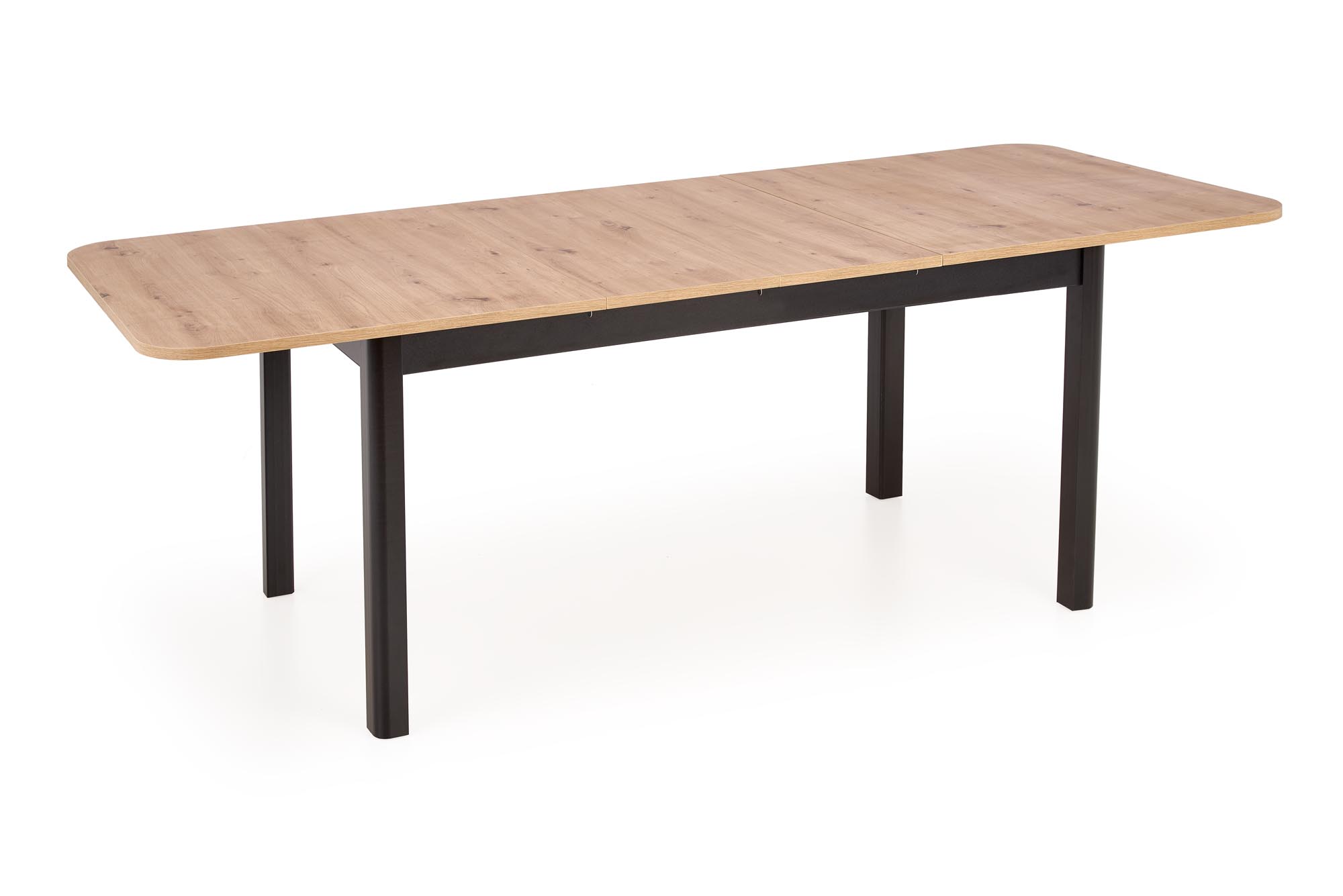 FLORIAN stôl s rozkladom, doska - dub artisan, nohy - čierne