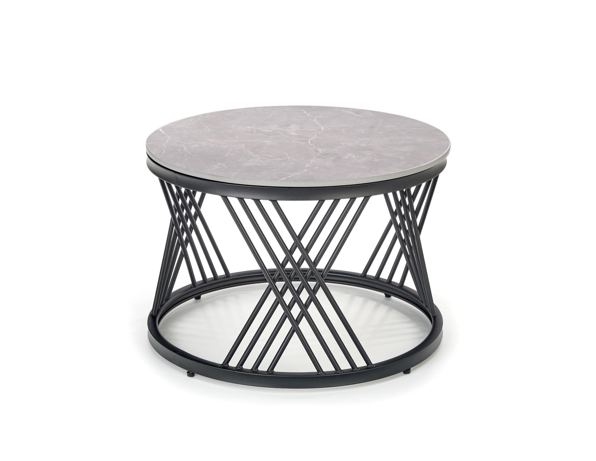 FLAMINGO zostava 2 konf. stolíkov, šedý mramor/ čierna