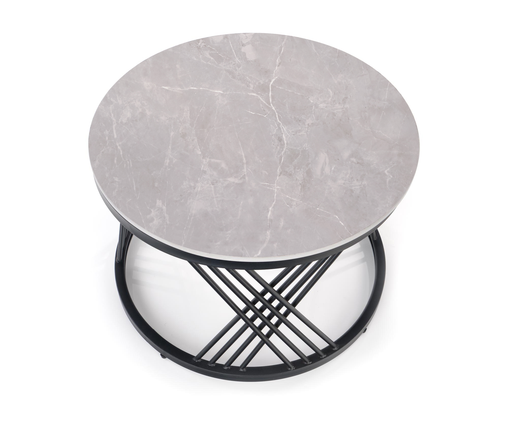 FLAMINGO zostava 2 konf. stolíkov, šedý mramor/ čierna