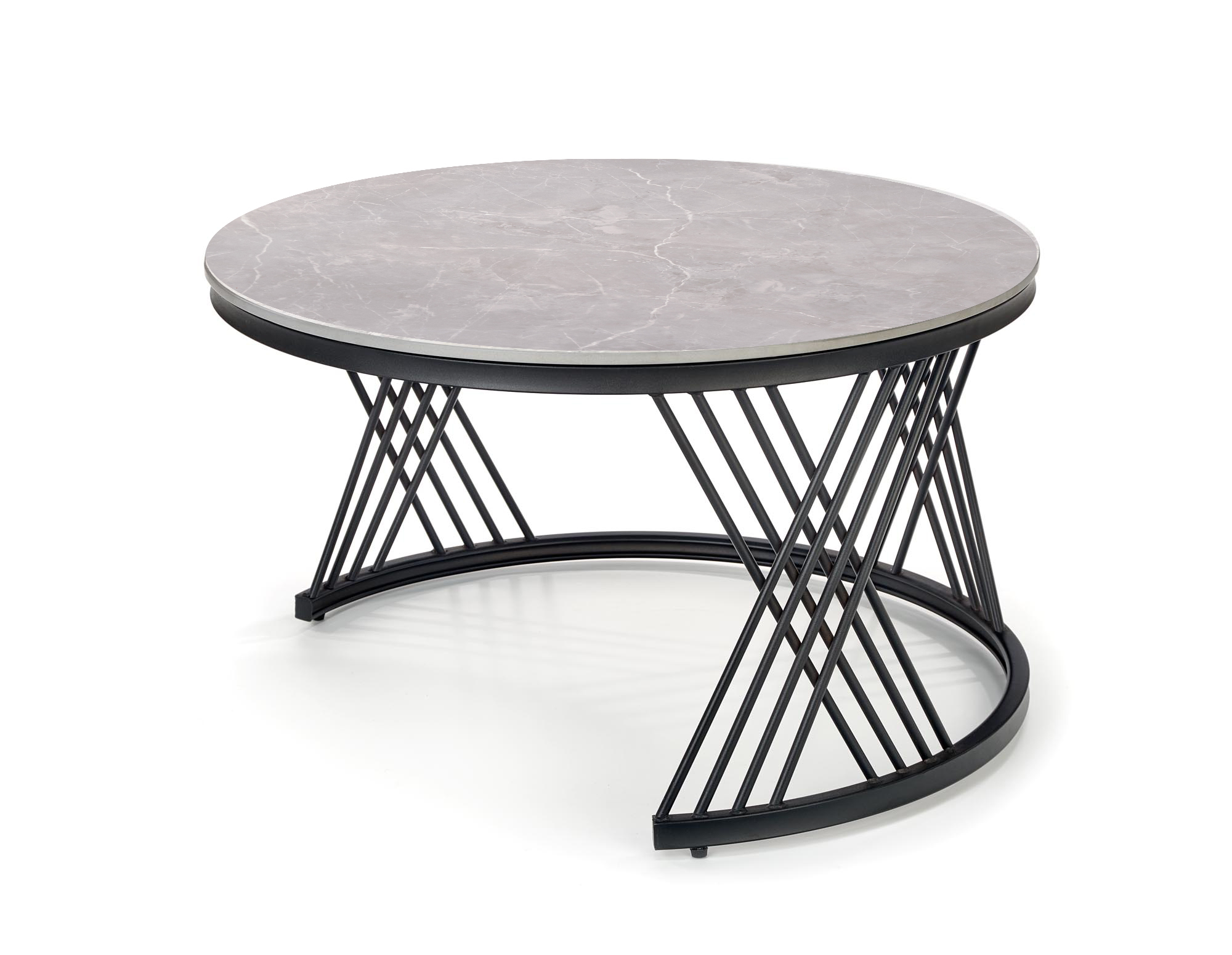 FLAMINGO zostava 2 konf. stolíkov, šedý mramor/ čierna