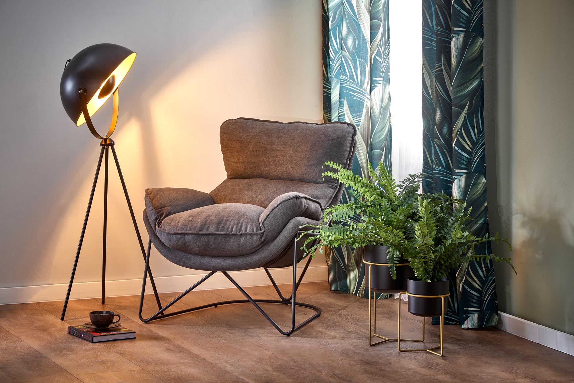 VOLKER relaxačné kreslo tm. šedá / čierna