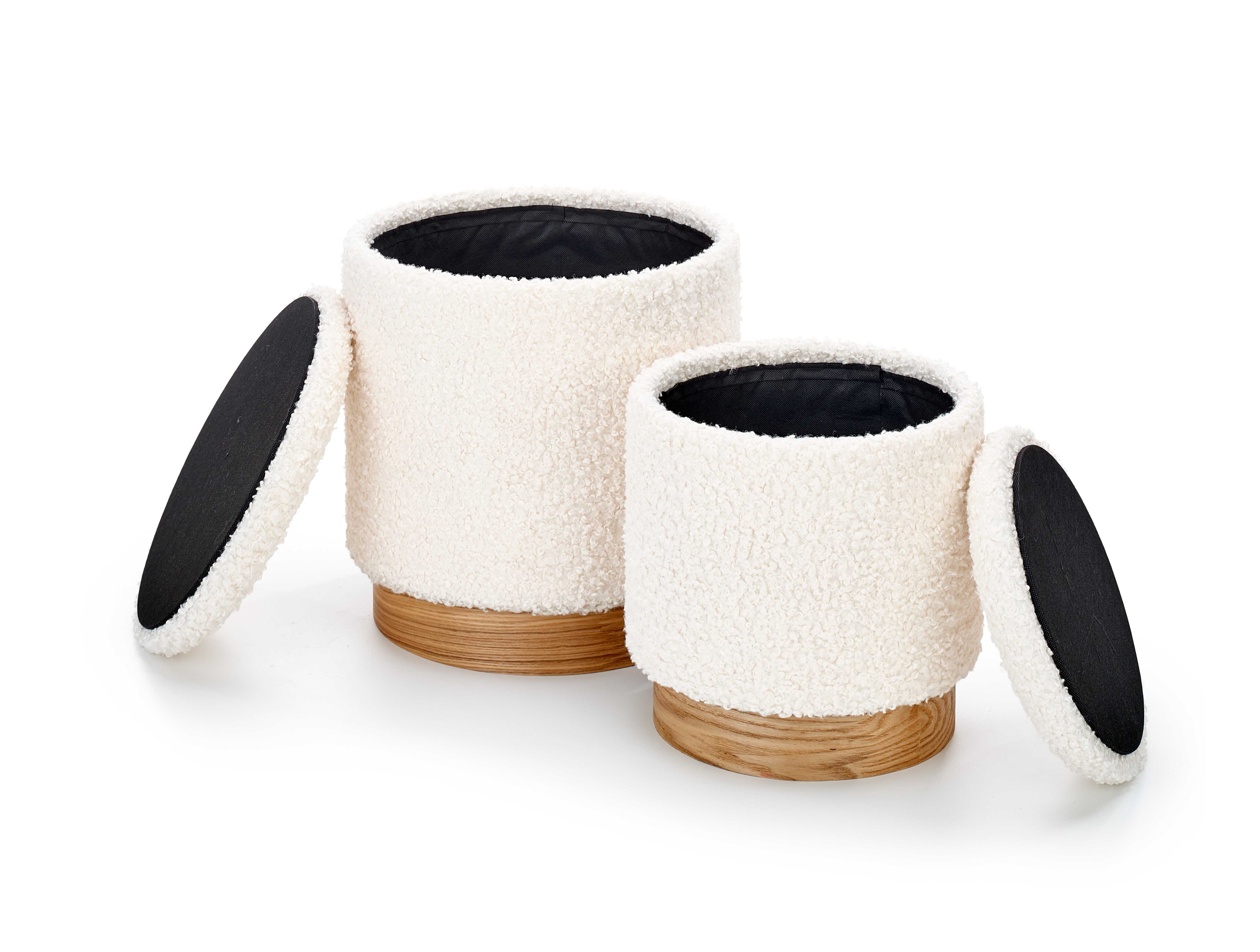 CANCUN zostava dvoch taburetiek, krémová/prírodná