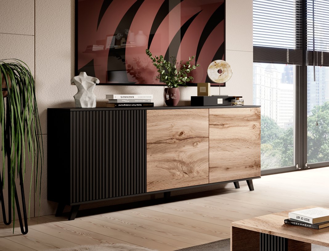 RANDOM KM-1 komoda dub wotan/čierna