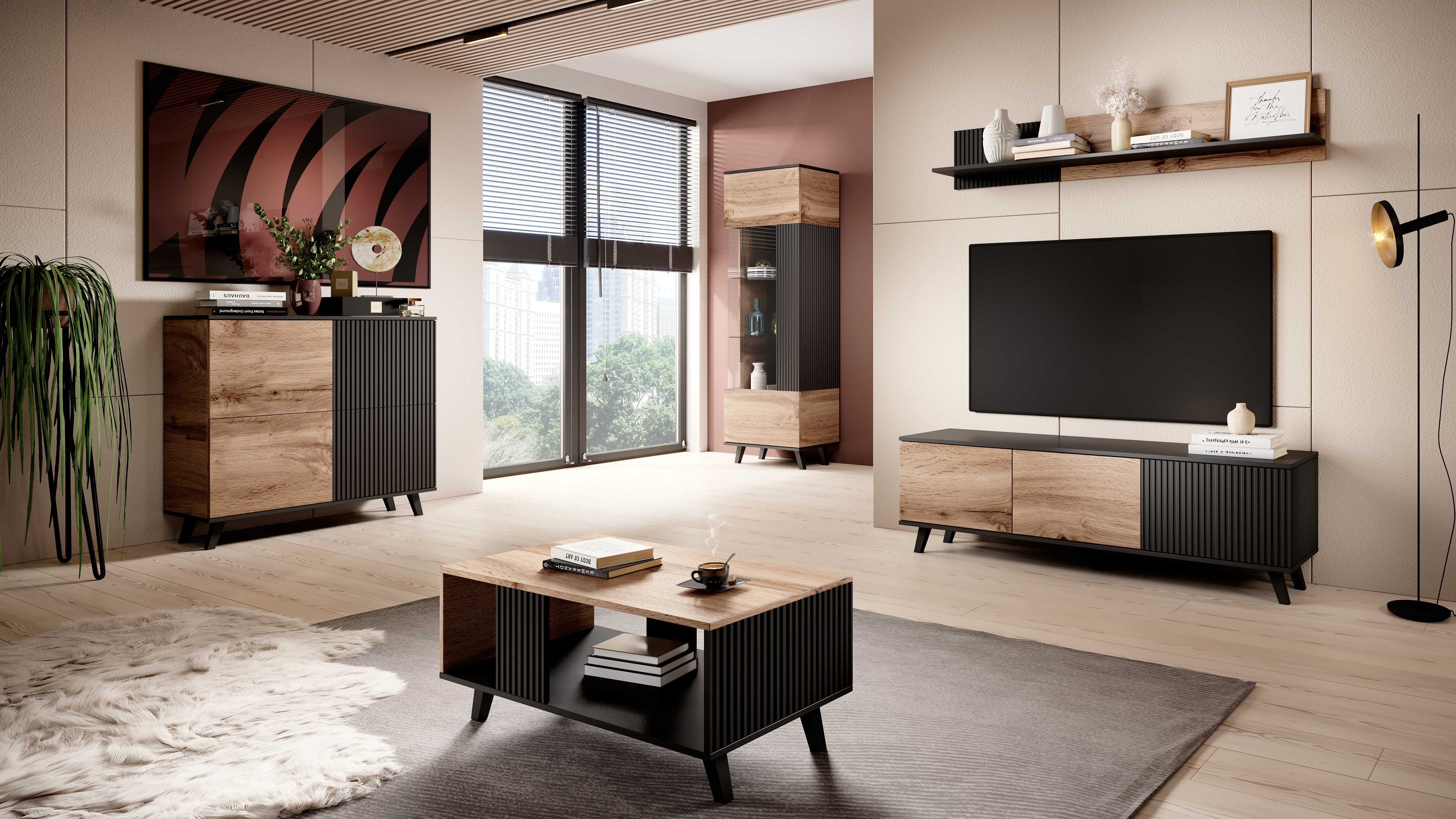 RANDOM KM-2 komoda dub wotan/čierna