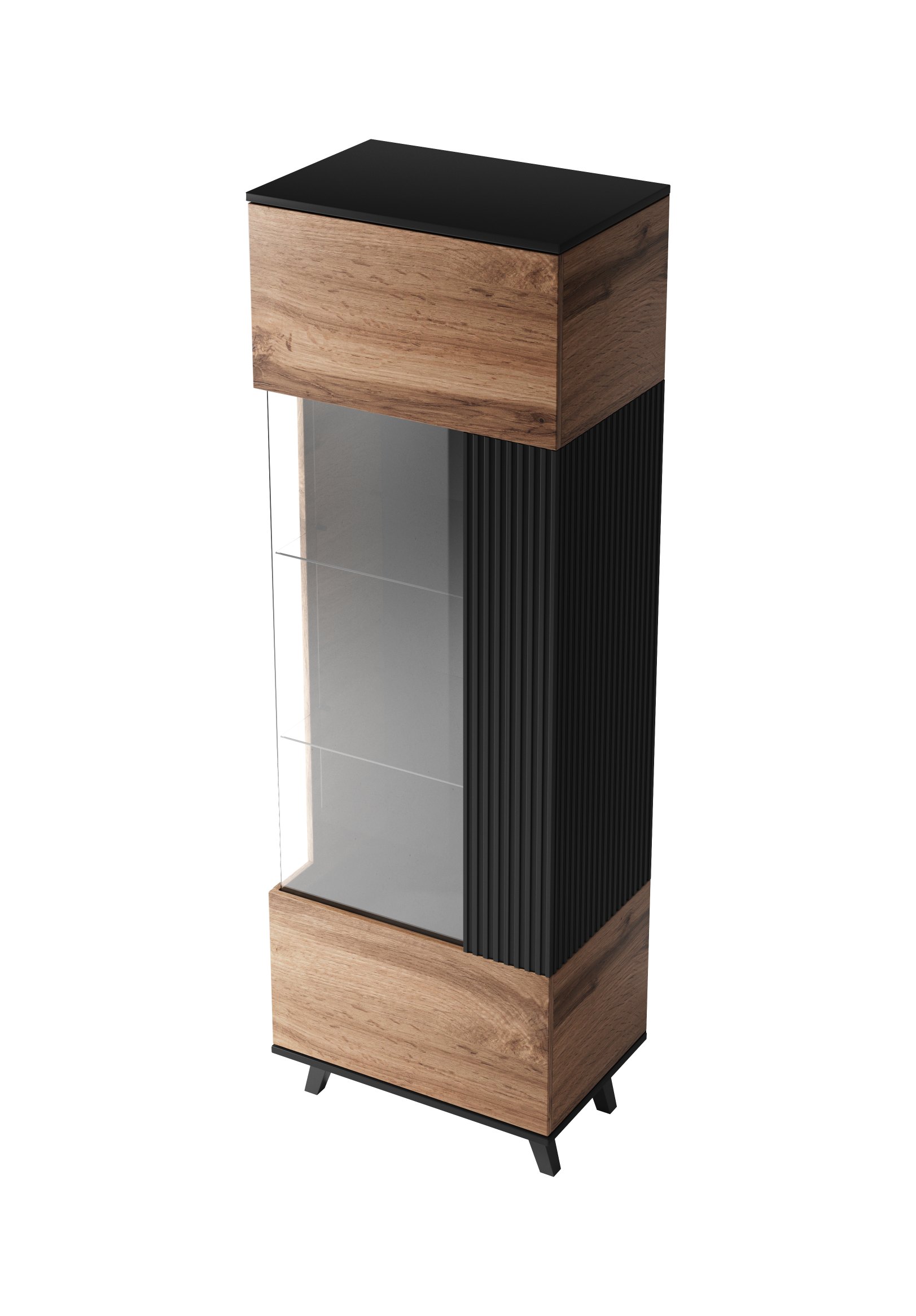 RANDOM W-1 vitrína dub wotan/čierna