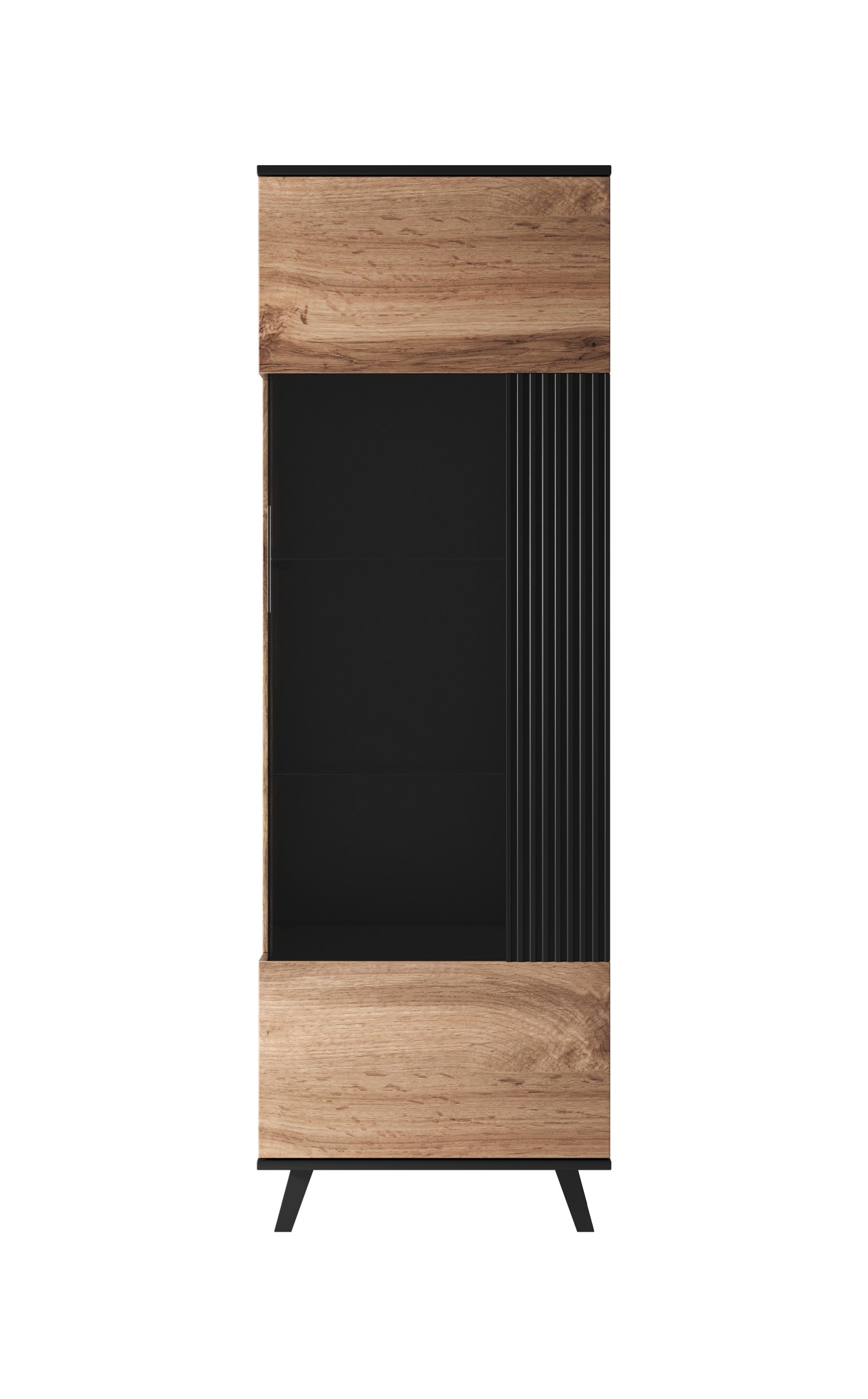 RANDOM W-1 vitrína dub wotan/čierna