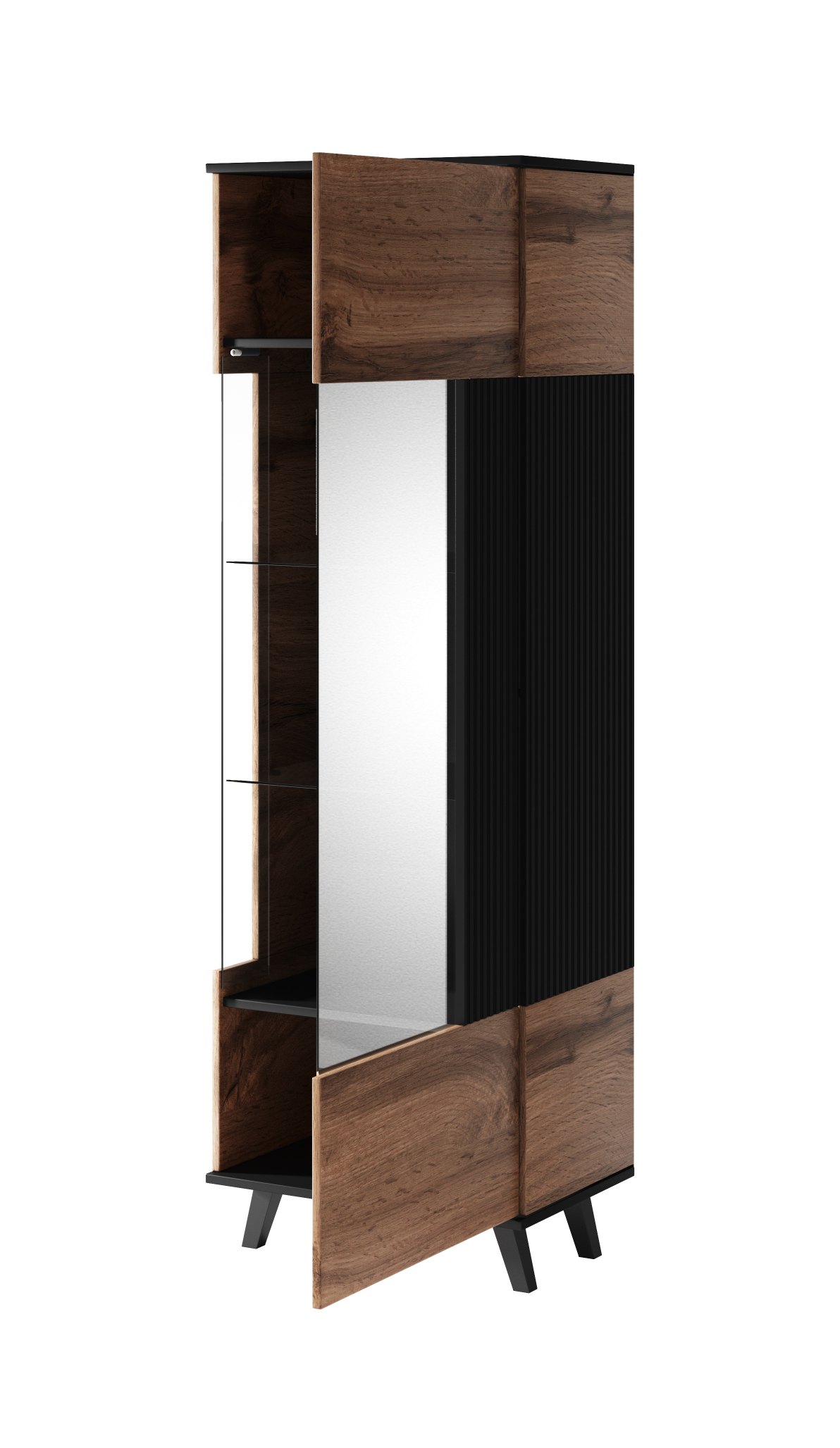 RANDOM W-1 vitrína dub wotan/čierna