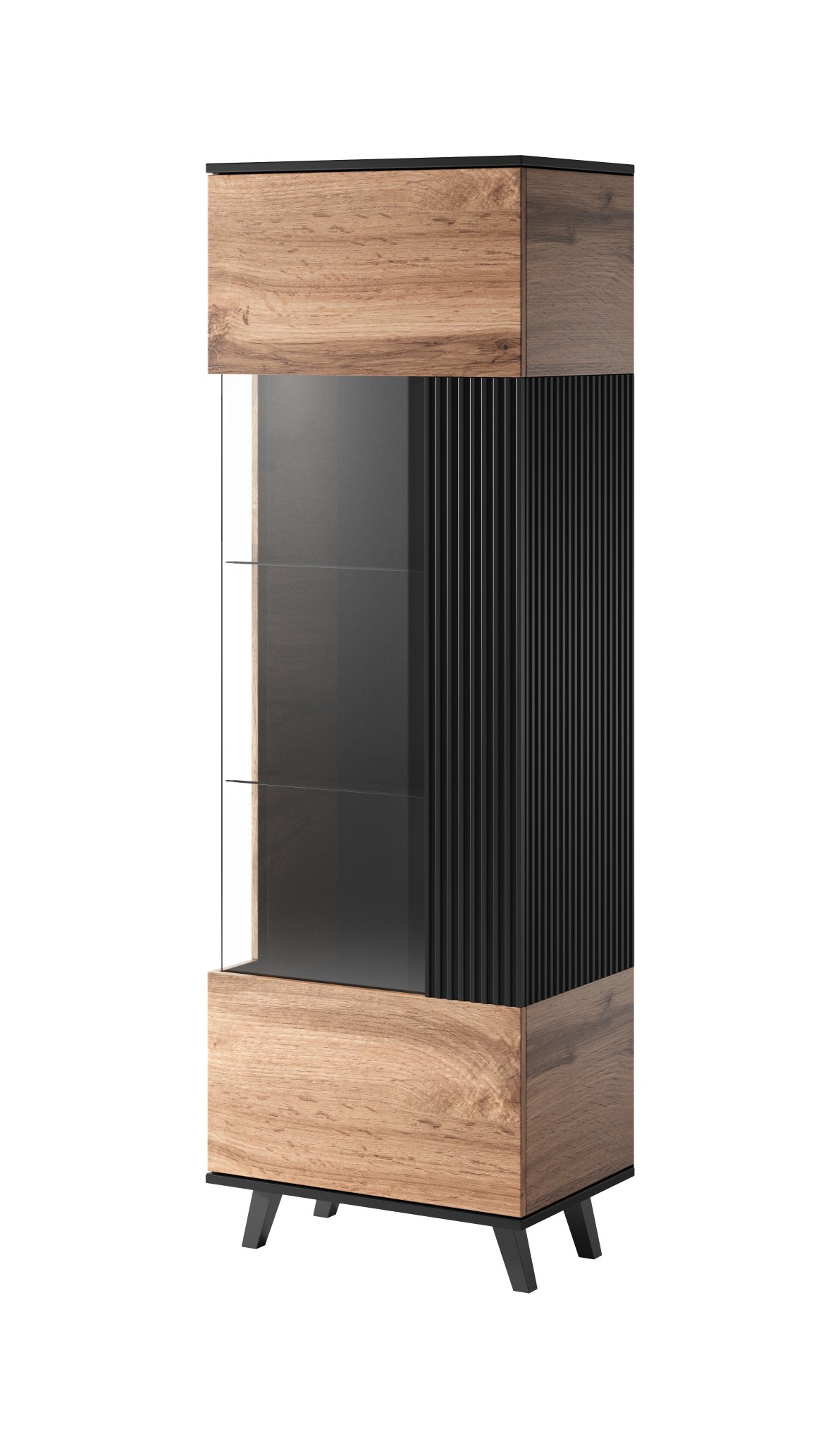 RANDOM W-1 vitrína dub wotan/čierna