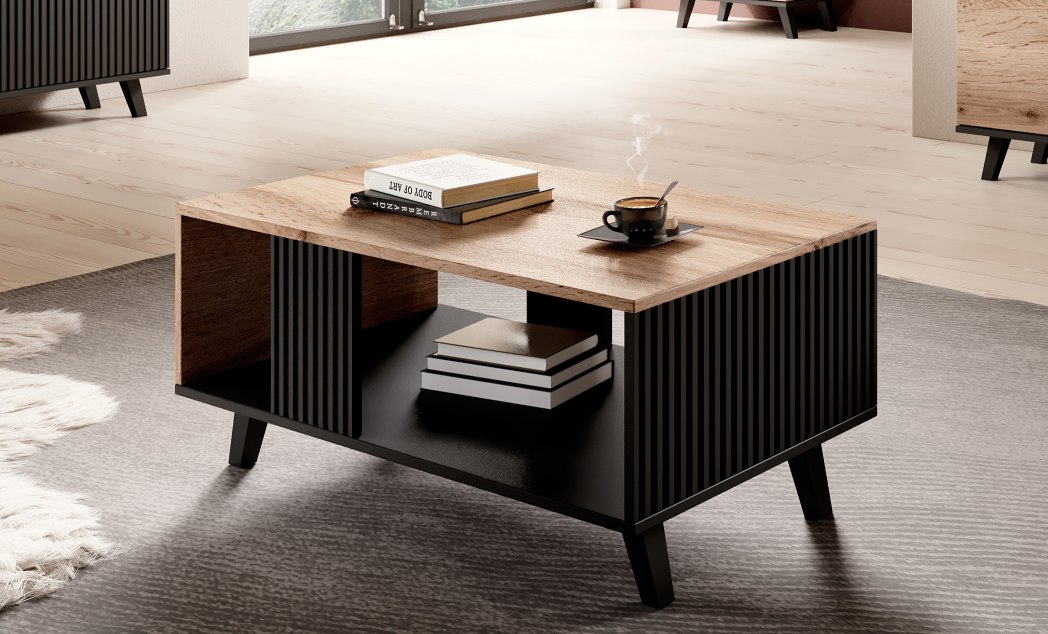 RANDOM LAW-1 konferenčný stolík dub wotan/čierny