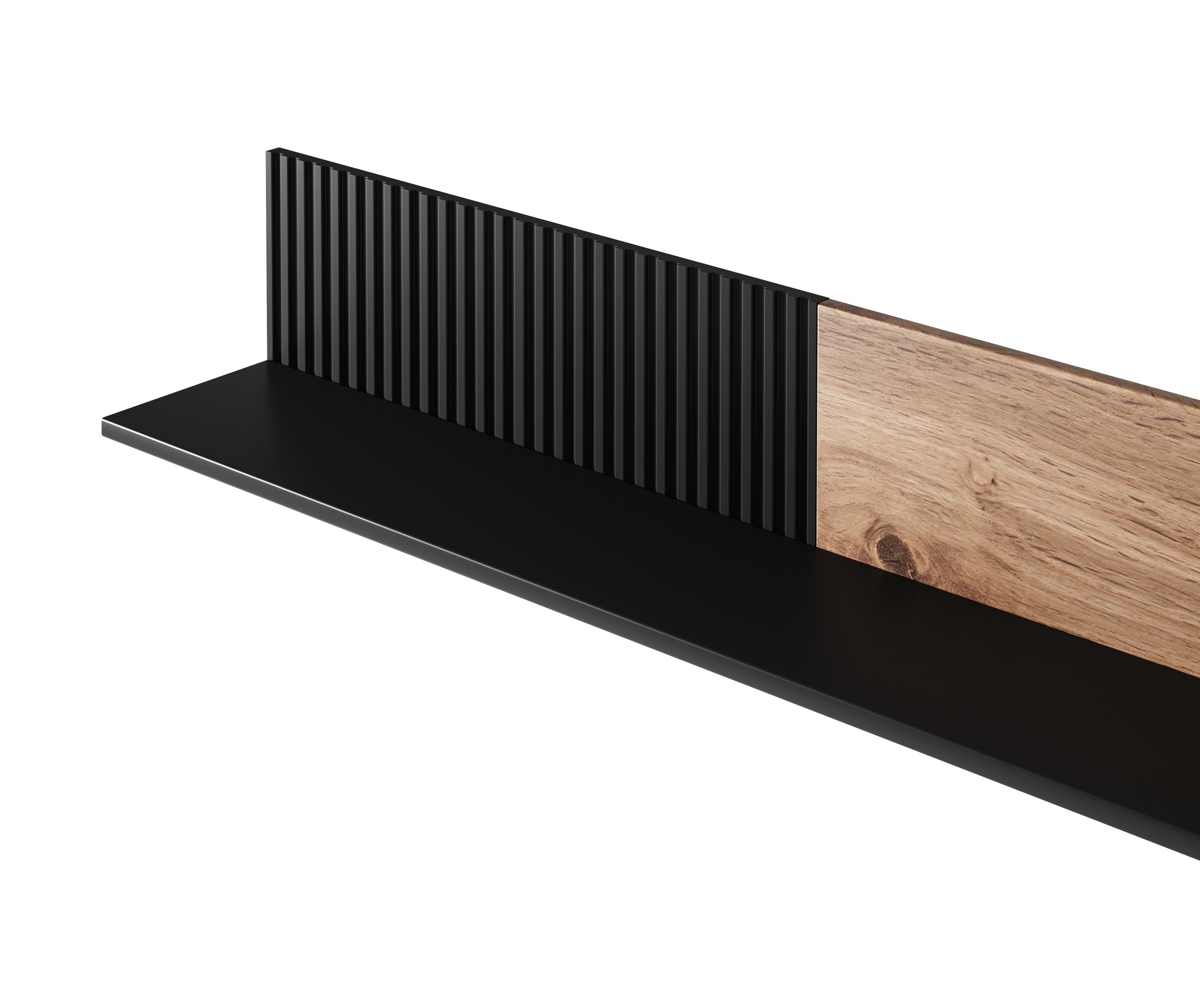 RANDOM P-2 závesná polica dub wotan/čierna