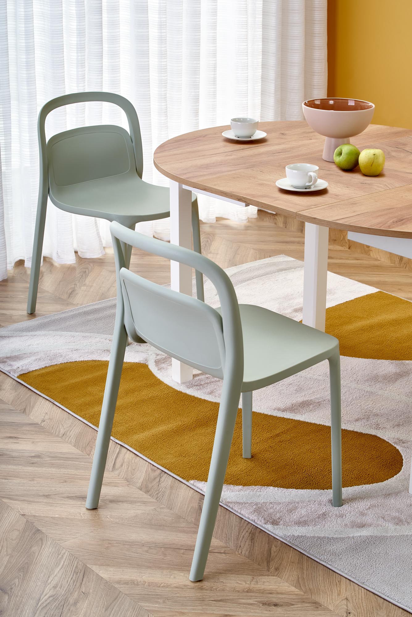 RINGO stôl doska dub craft, nohy - biele