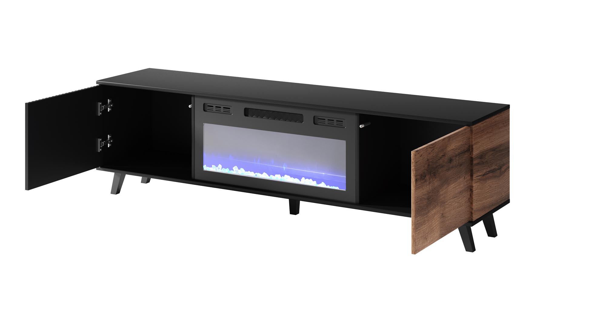 RANDOM RTV-K stolík RTV 180 cm s krbom dub wotan/čierny