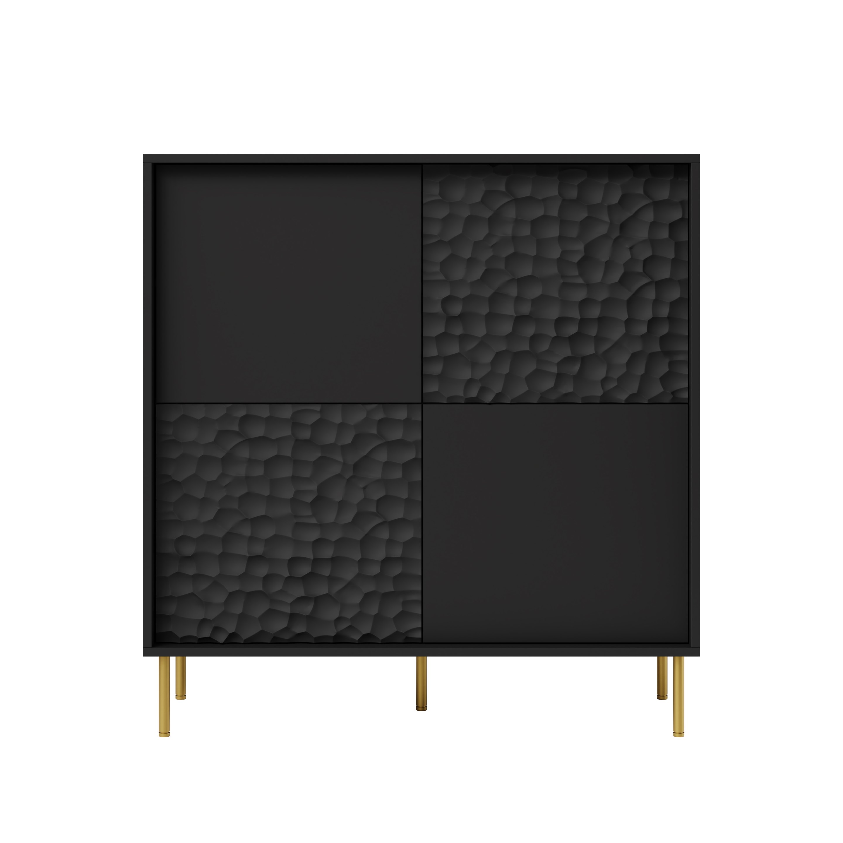 BULLET KM-2 komoda čierna, nohy: zlaté