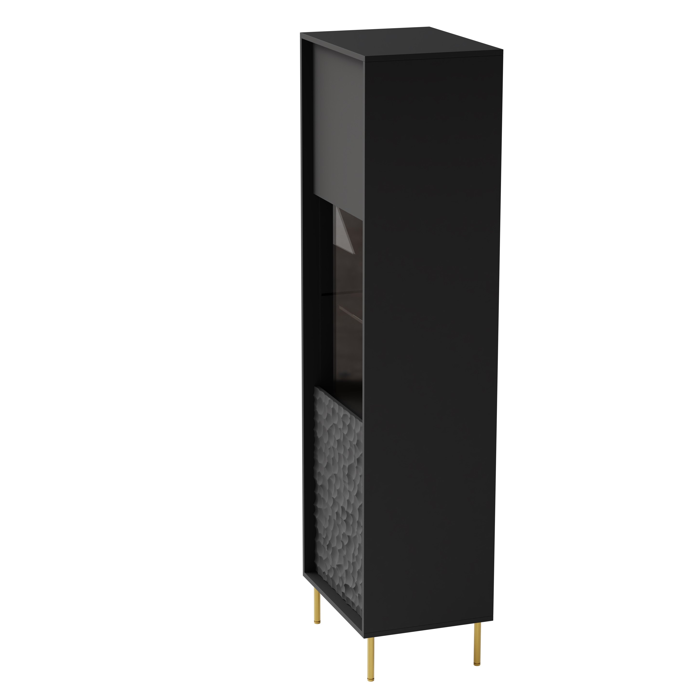 BULLET W-1 vitrína čierna, nohy: zlaté