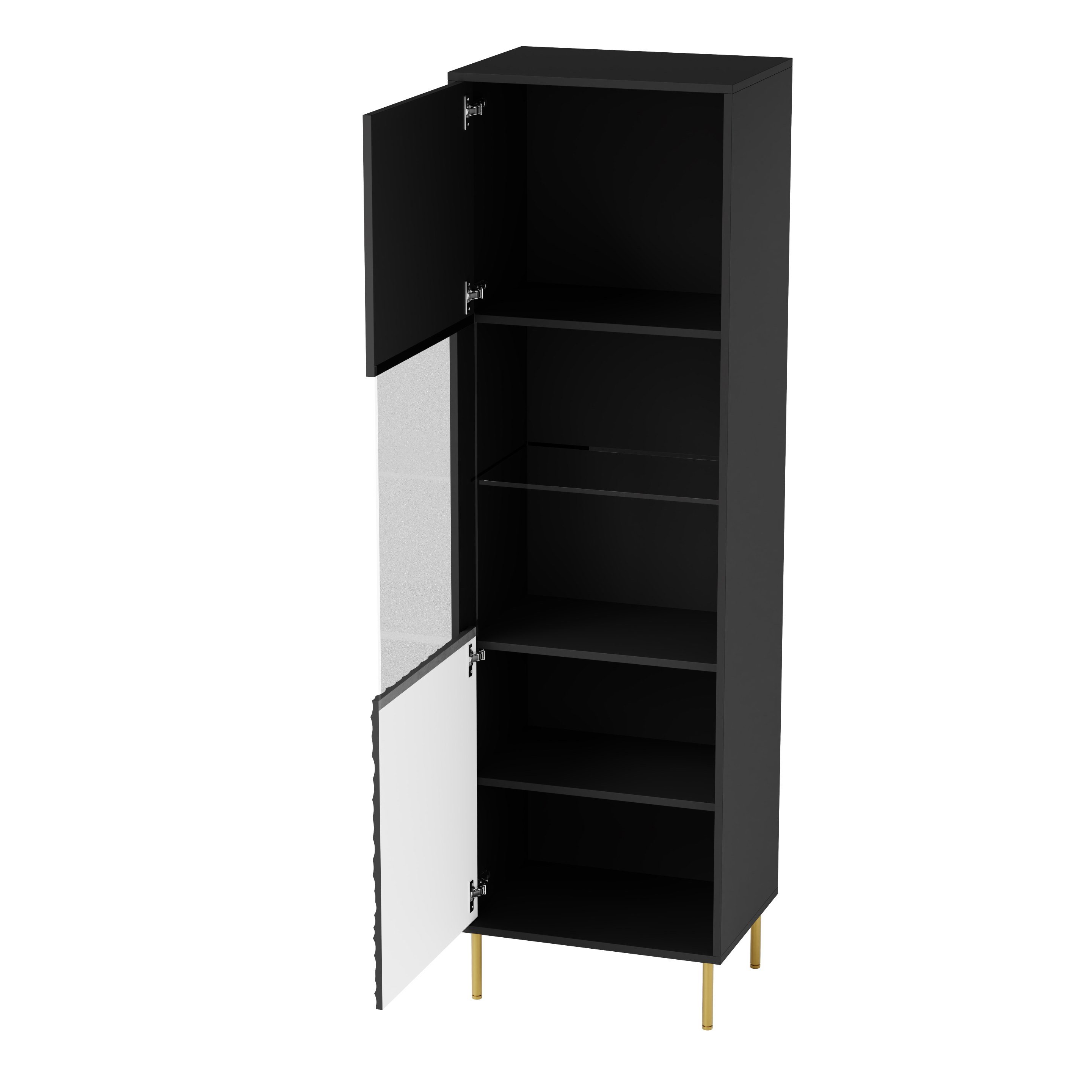 BULLET W-1 vitrína čierna, nohy: zlaté