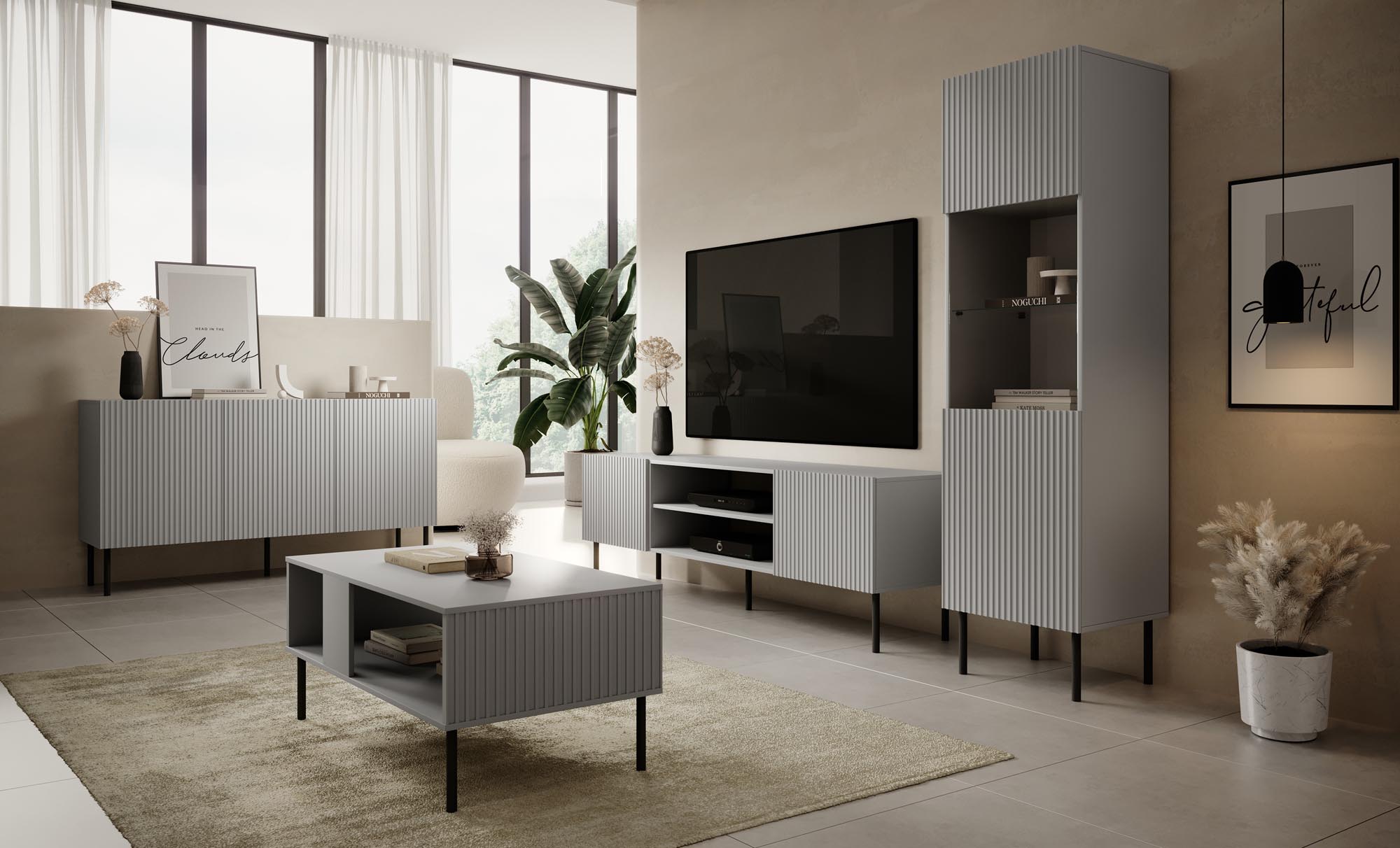 ASENSIO KM-1 komoda svetlo šedá, nohy: čierne