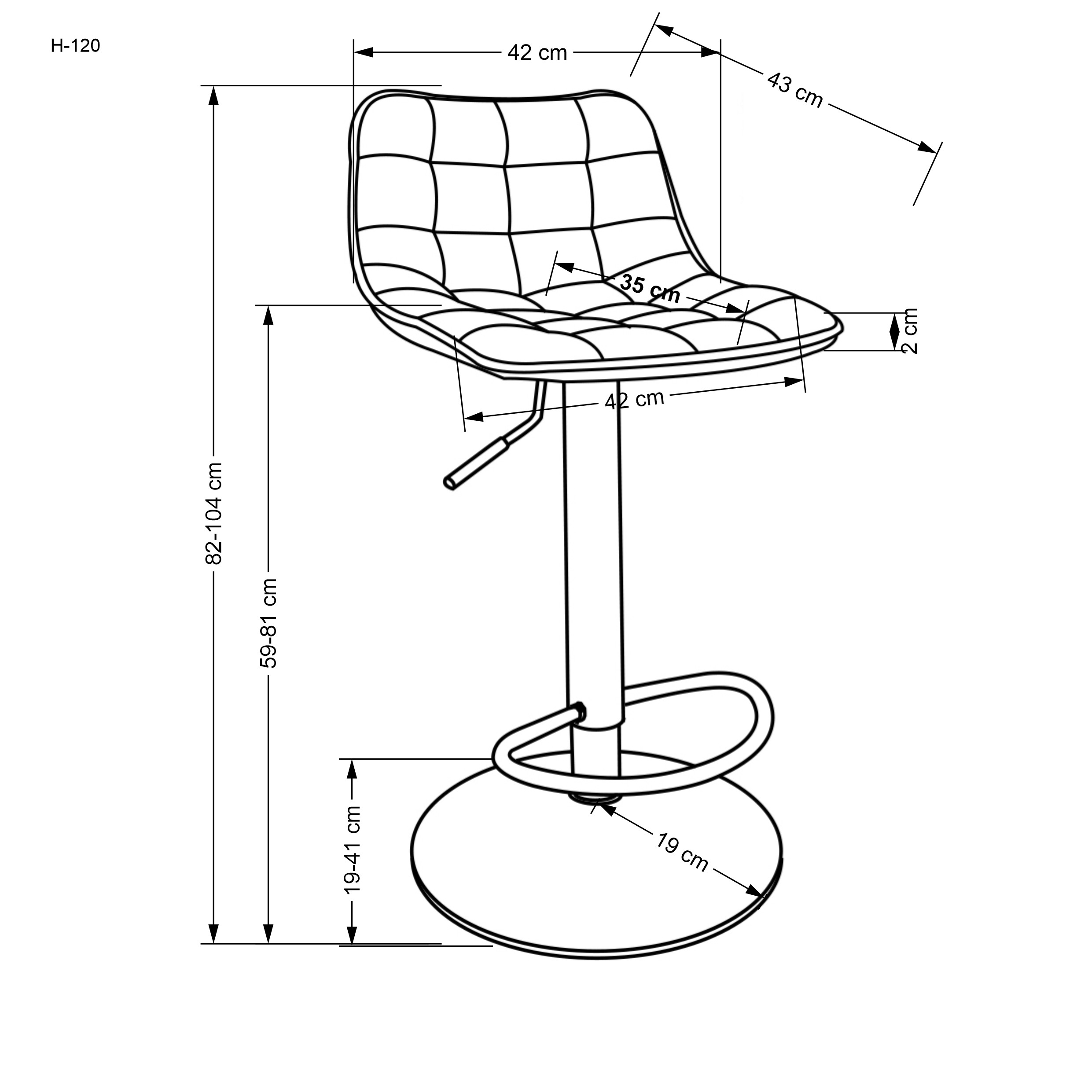 H120 barová stolička nohy - zlaté, sedák - čierna
