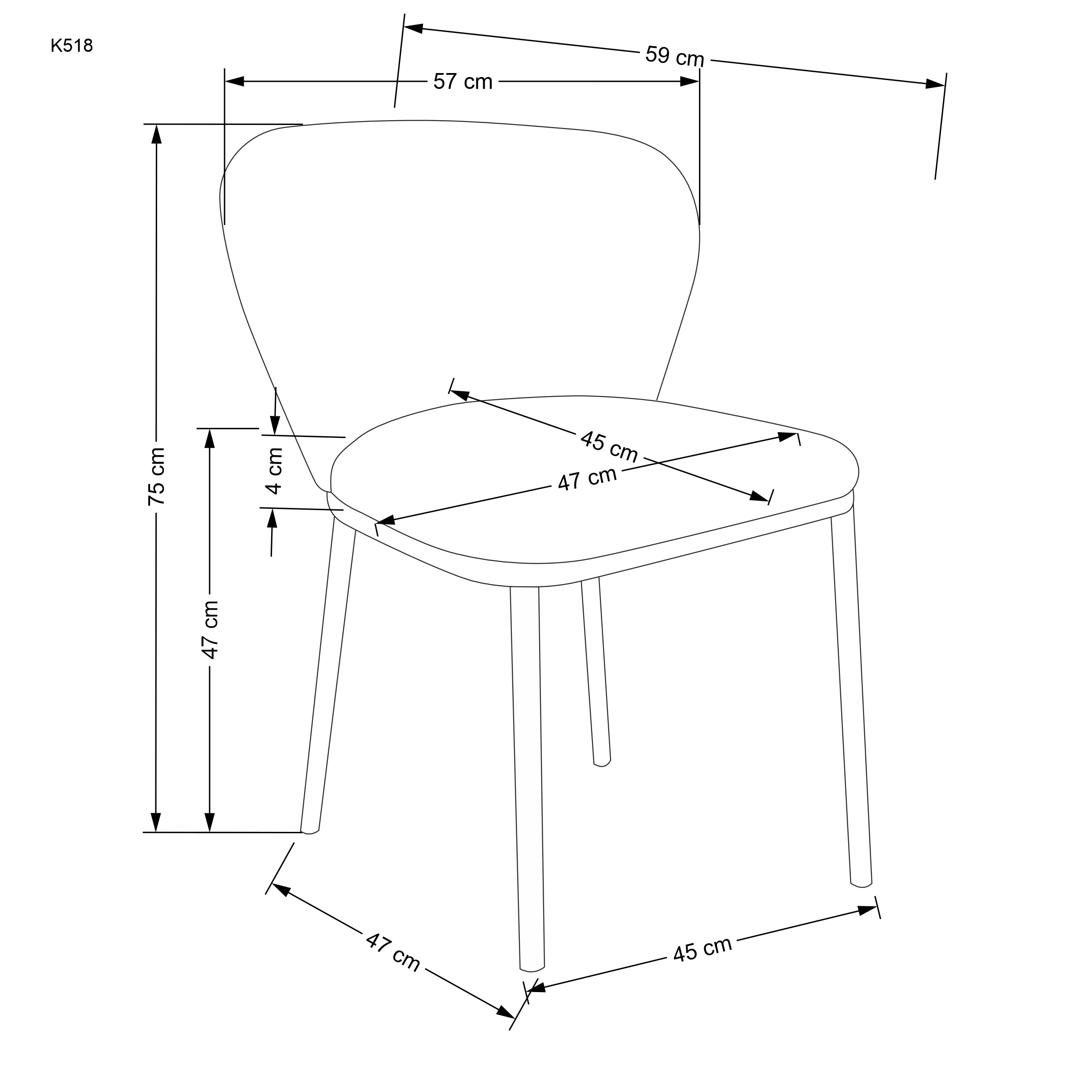 K518 stolička, krémová