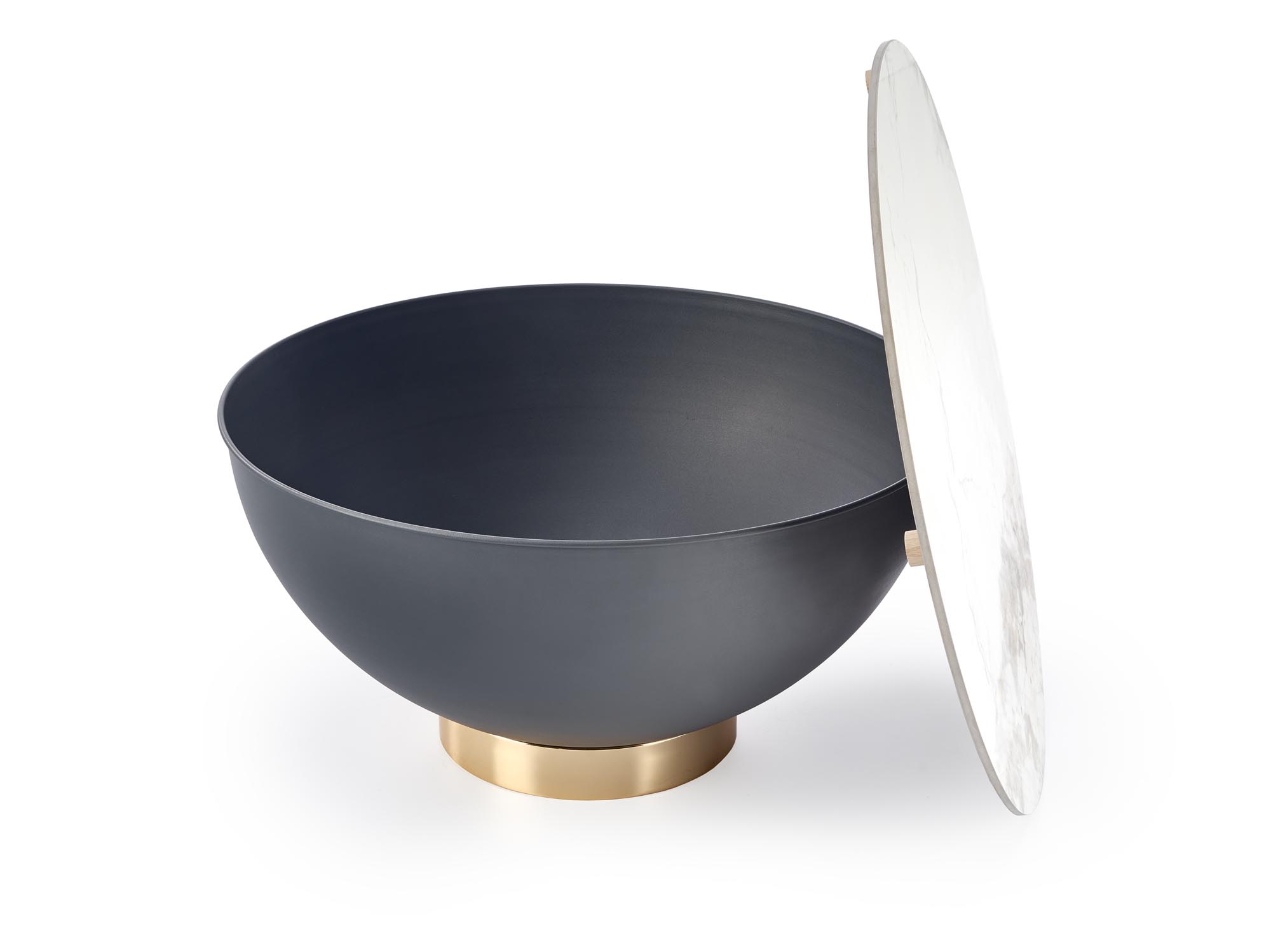 CECILIA konferenčný stolík biely mramor/šedý/zlatý