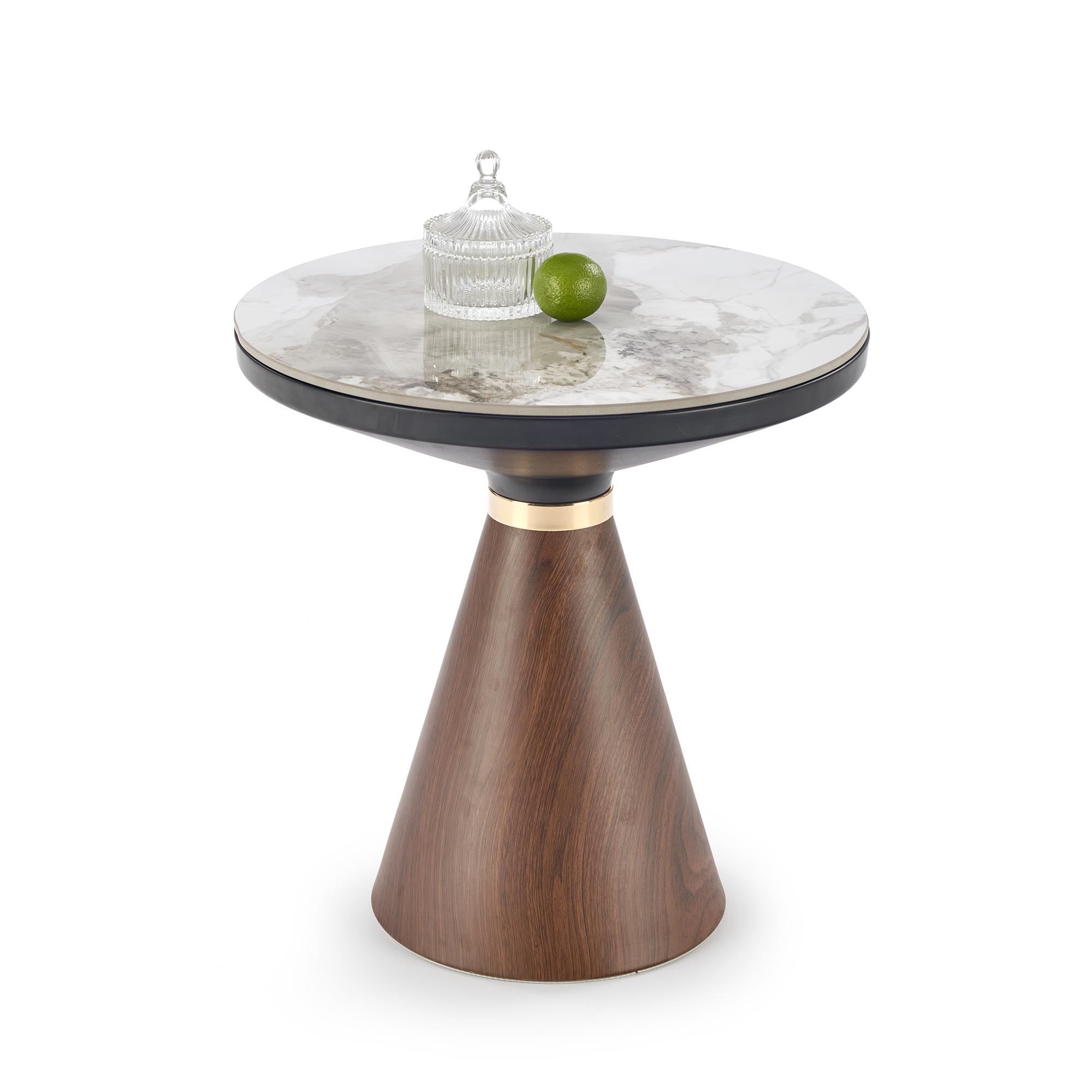 GENESIS_S konferenčný stolík biely mramor/orech/zlatý