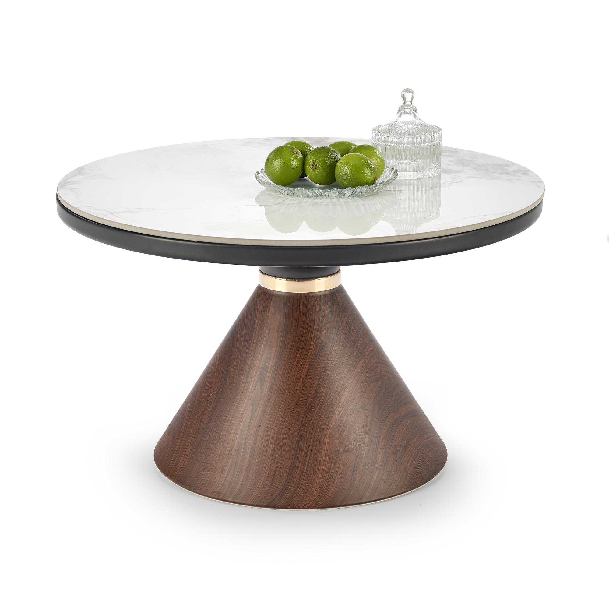 GENESIS konferenčný stolík biely mramor/orech/zlatý