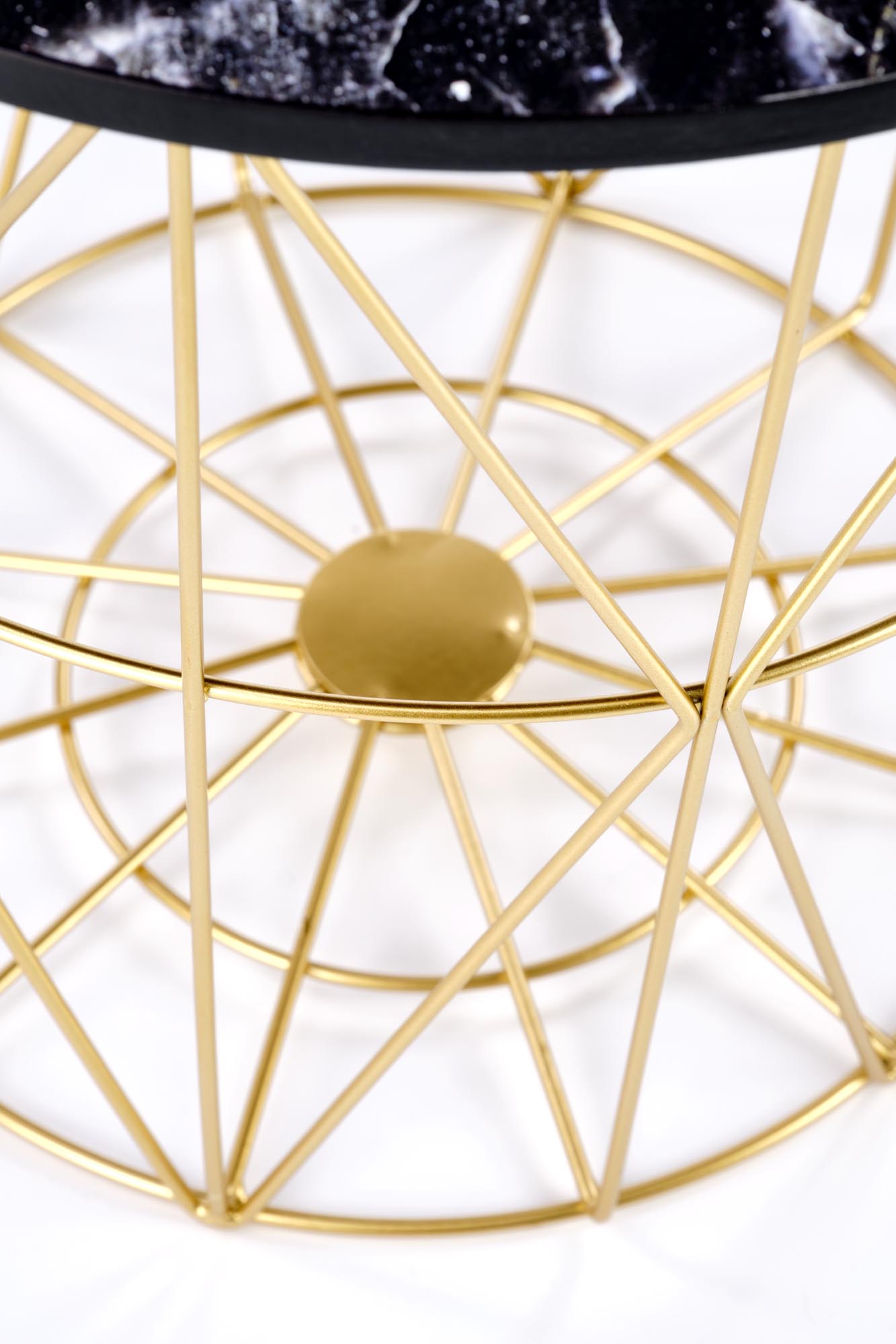 HARISSA_G konferenčný stolík konštrukcia - zlatá, doska - čierny mramor - NA SKLADE!