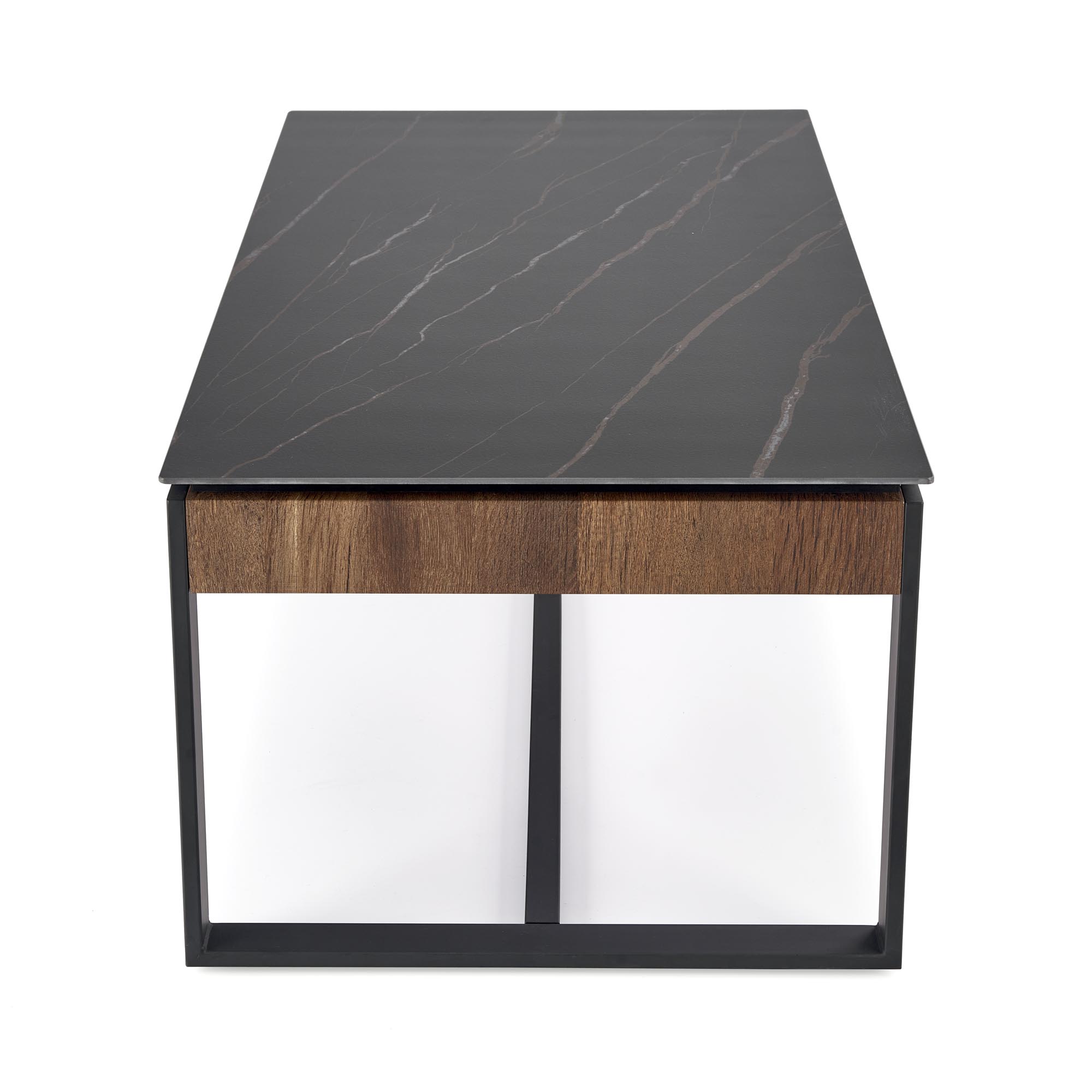 RAMONA konferenčný stolík čierny mramor/orech