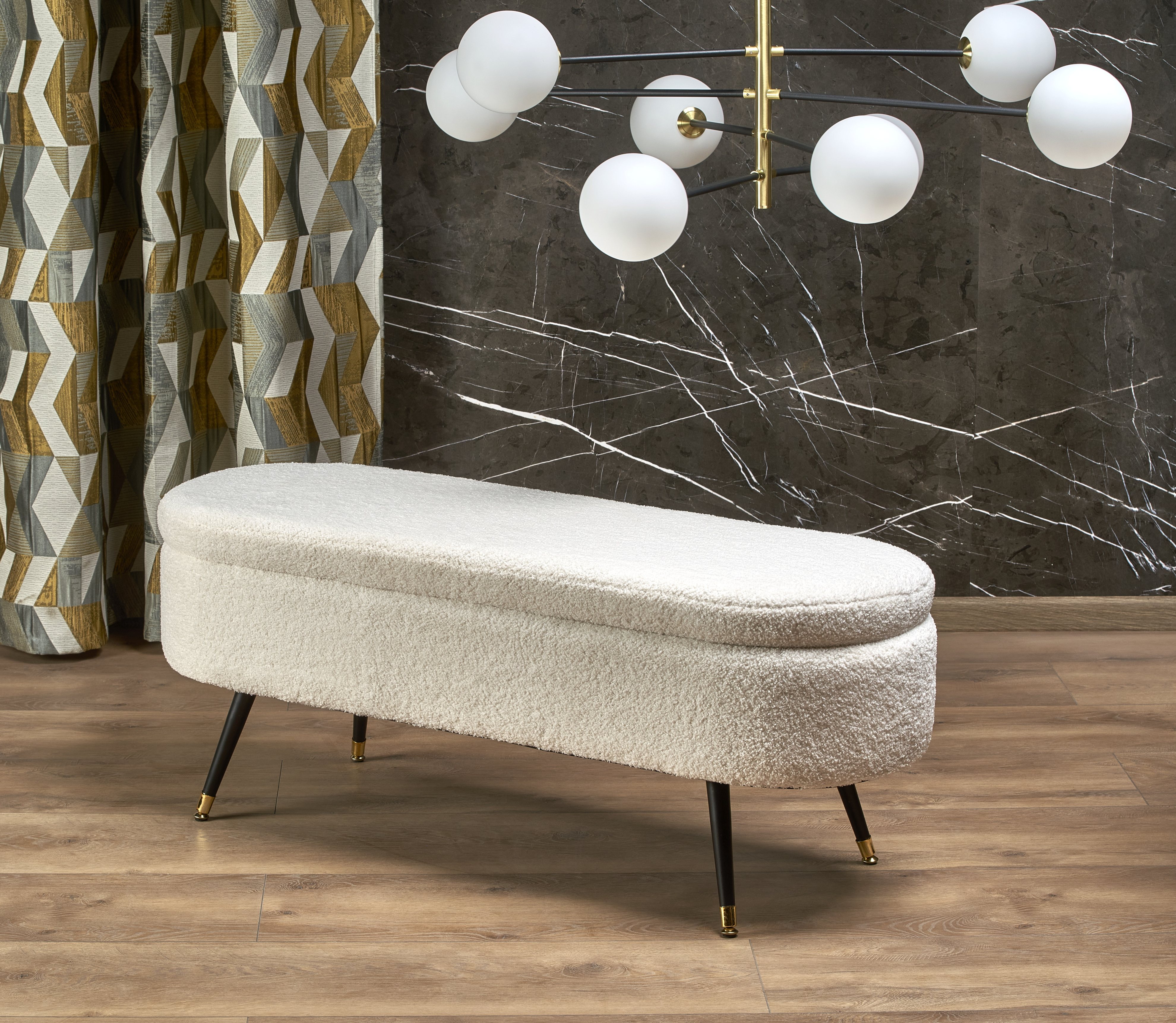 AVEIRO lavička s úložným priestorom, krémová