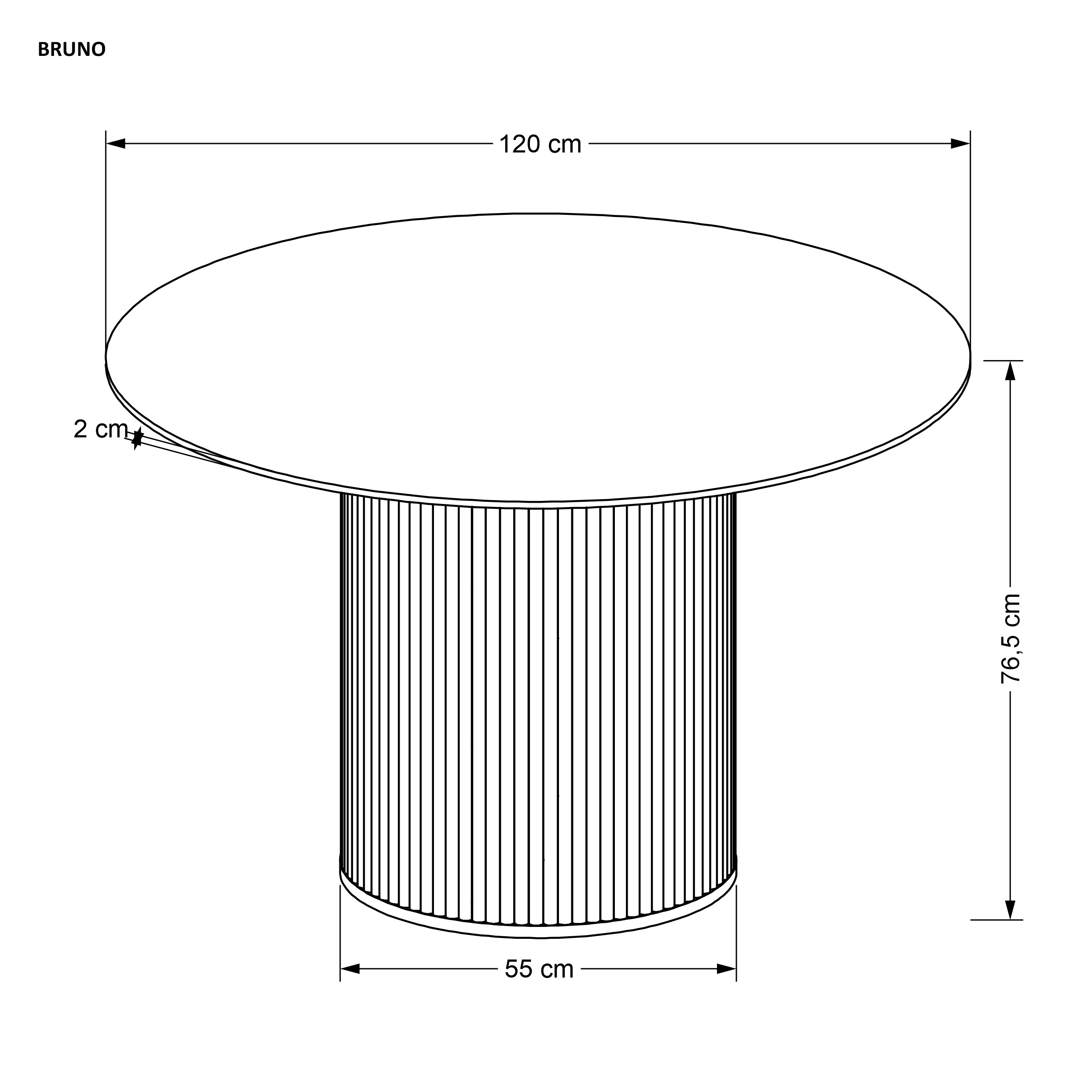 BRUNO stôl okrúhly, biely mramor/orech 