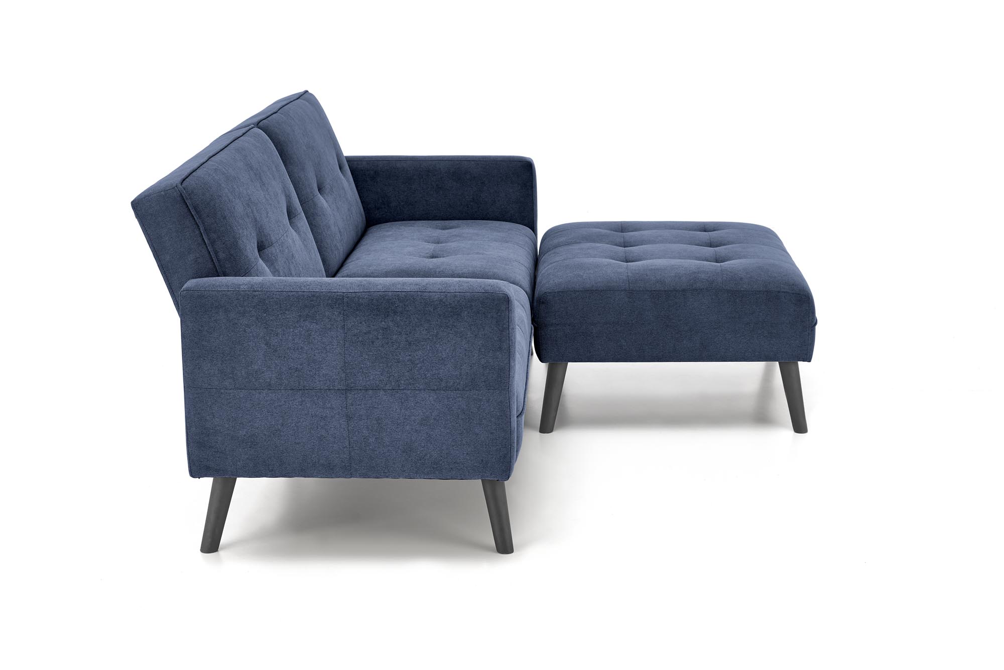 CORNELIUS pohovka rozkladacia s podnožkou, látková/oceľ, modrá