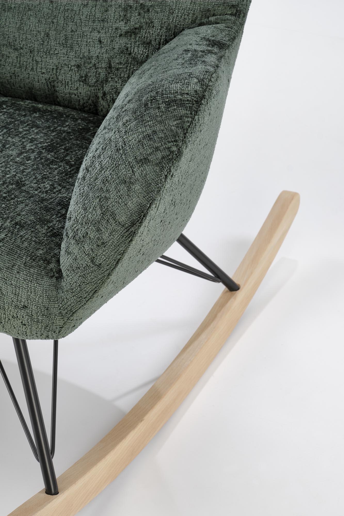 CASTRO kreslo hojdacie, látka/oceľ/drevo, tmavozelená