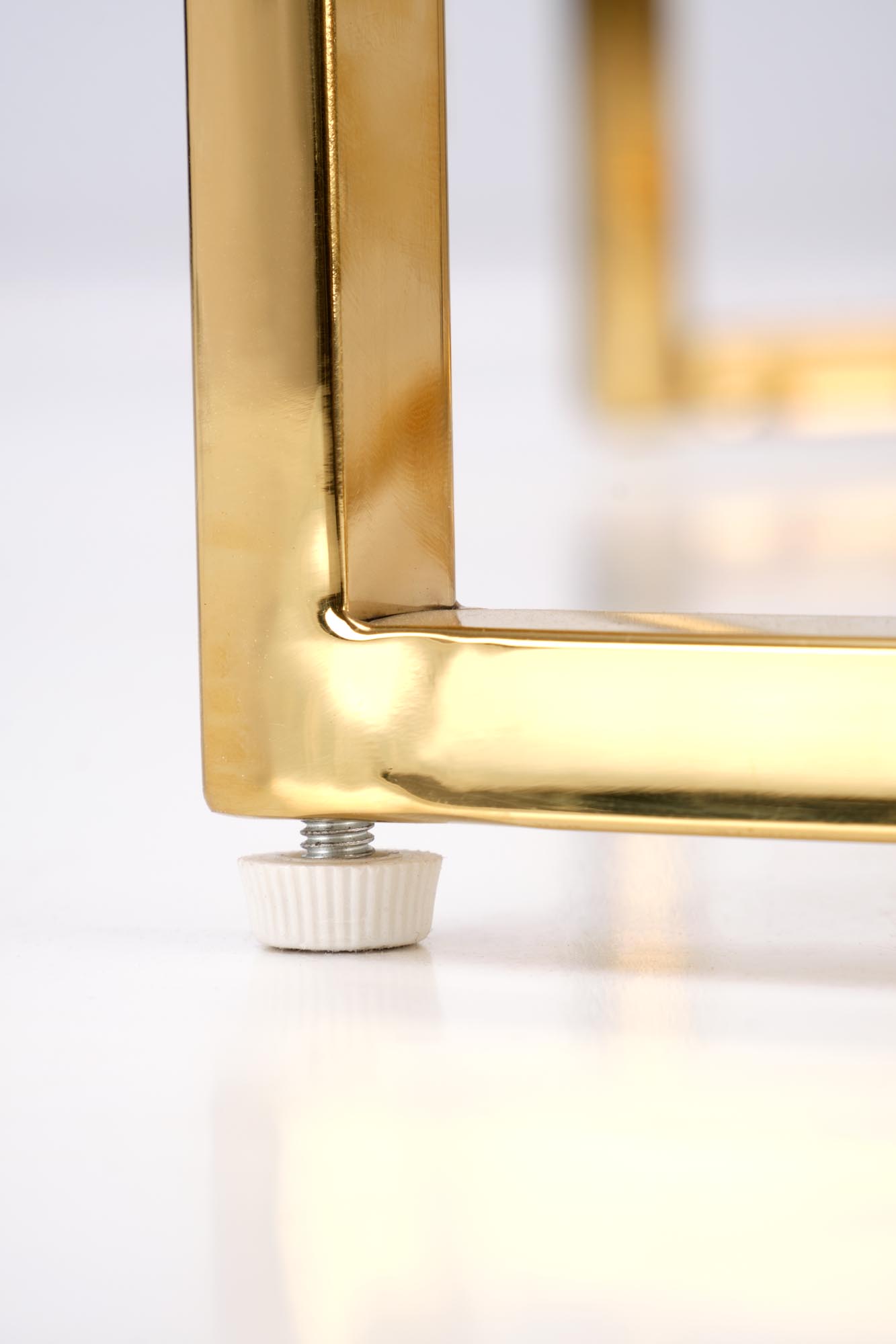 MERCURY 3 konferenčné stolíky sada 2ks, mramor/oceľ, biela/zlatá