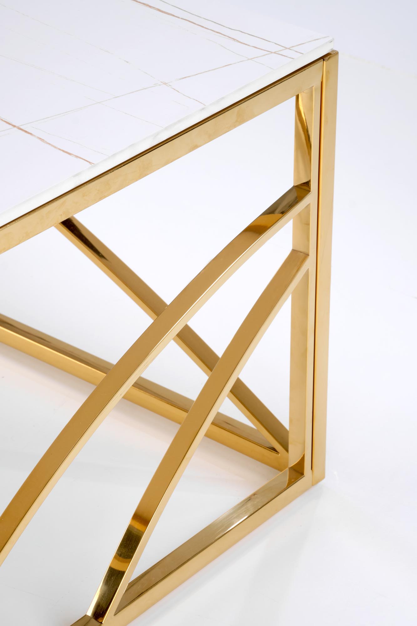 UNIVERSE 3 konferenčný stolík, 120/60/45cm, biely mramor/zlatý