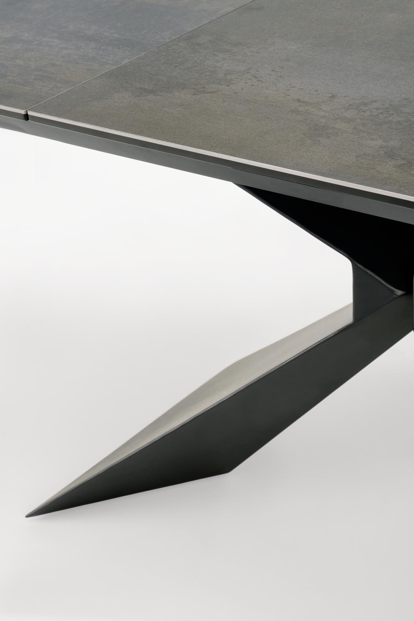 LUCIANO jedálenský stôl 180-230/90/76/117cm, keramika/sklo/oceľ, modrá/čierna