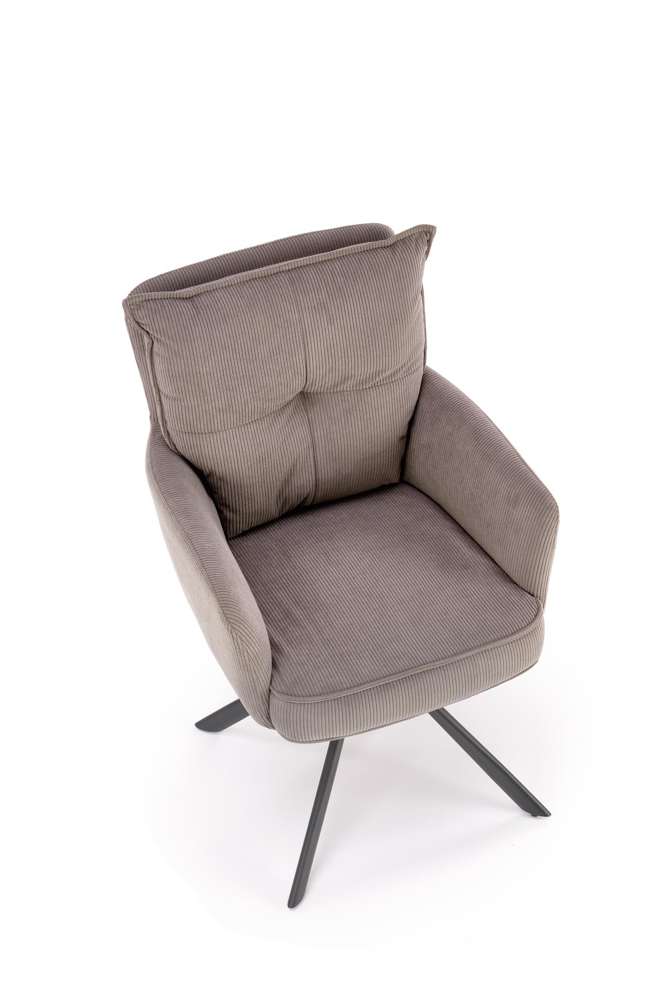 K528 jedálenská stolička otočná, látka velvet, sivá